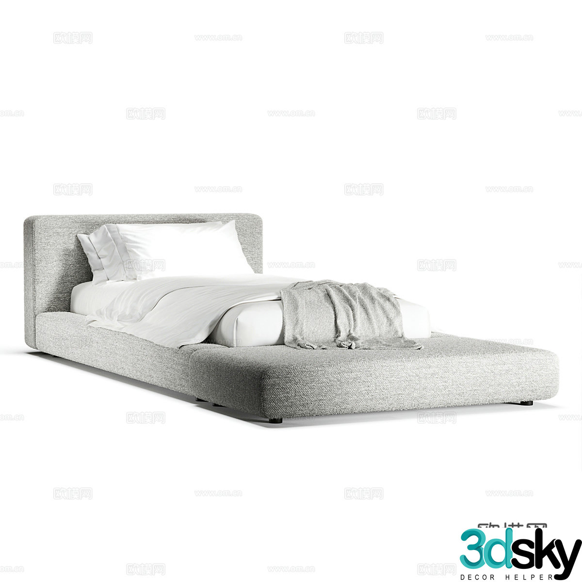 Modern simple double bed Double bed Simple bed Bedroom bed Pillow 3D model