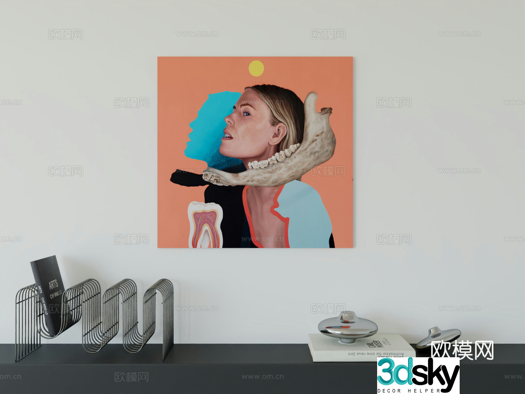 Modern minimalist hanging painting Bauhaus art hanging painting 3d model