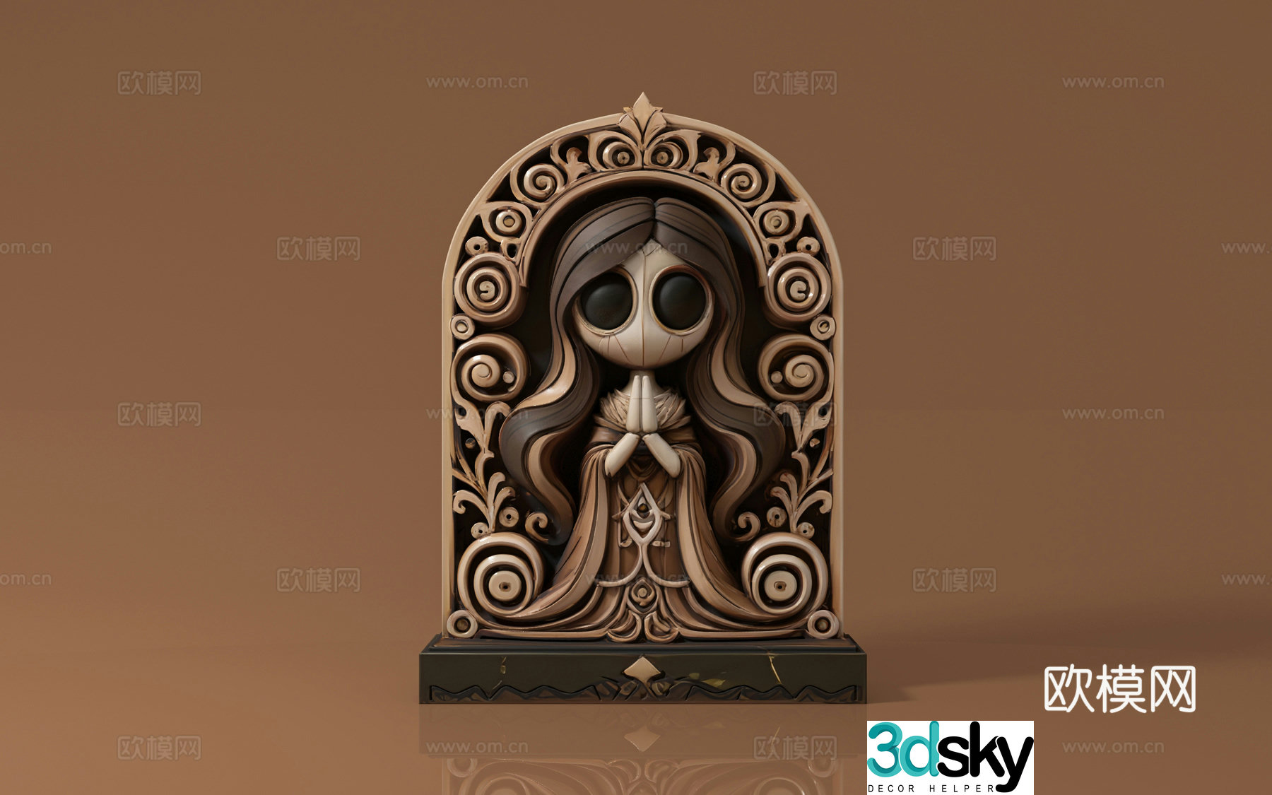 Witch statue relief sculpture portrait sculpture stone tablet stone plaque religious ceremony scene decoration 3d model