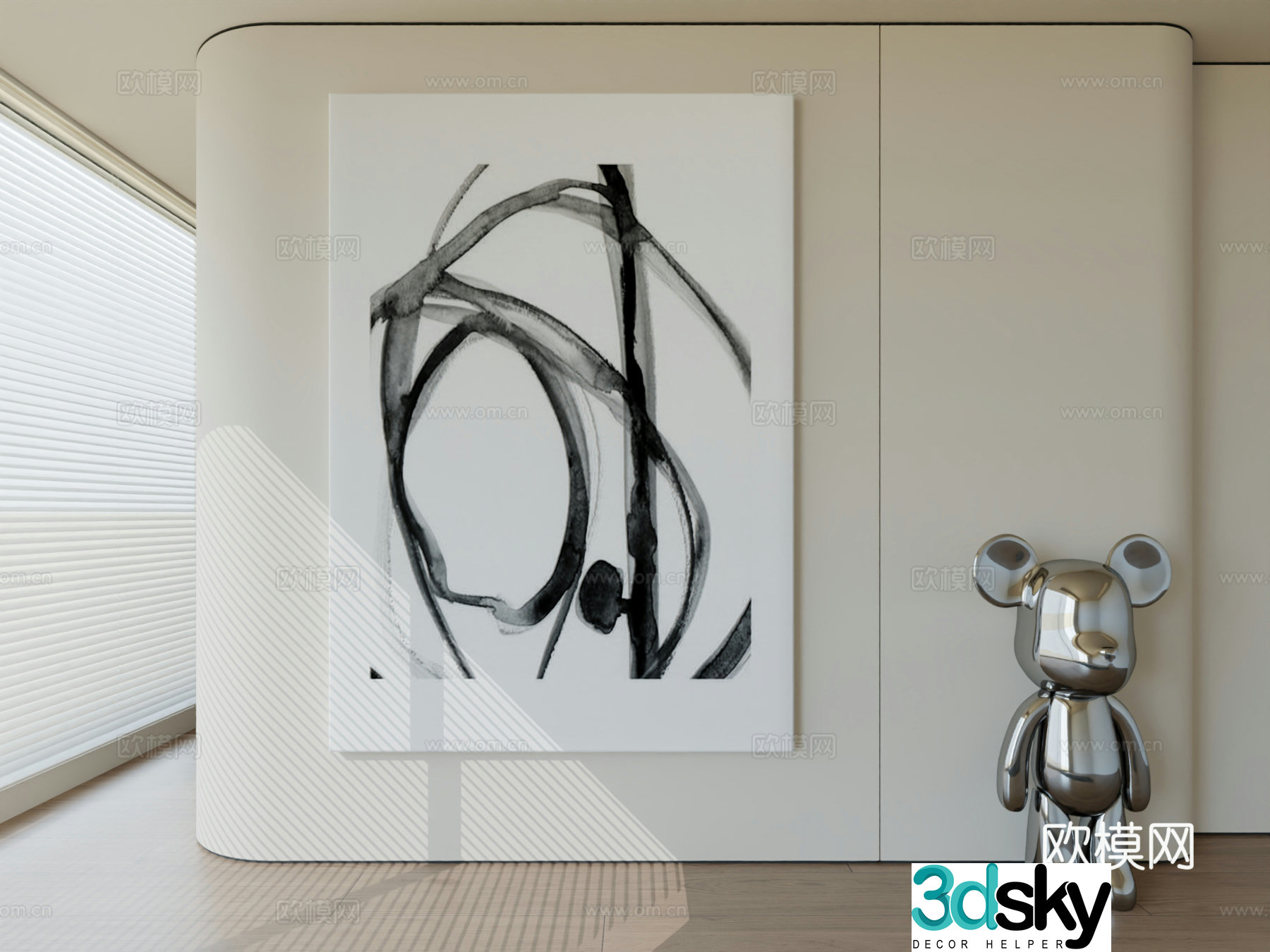 Modern minimalist hanging painting abstract art hanging painting 3d model