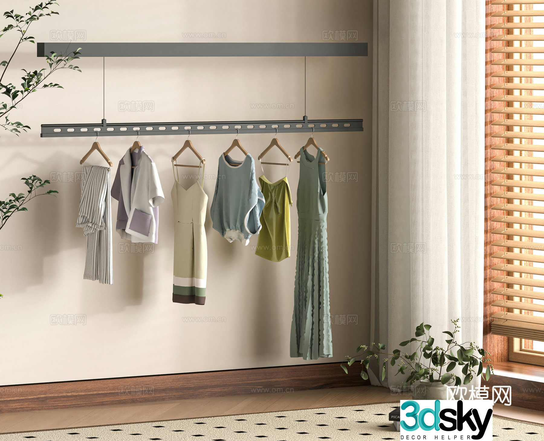 Modern clothes drying hanger 3d model