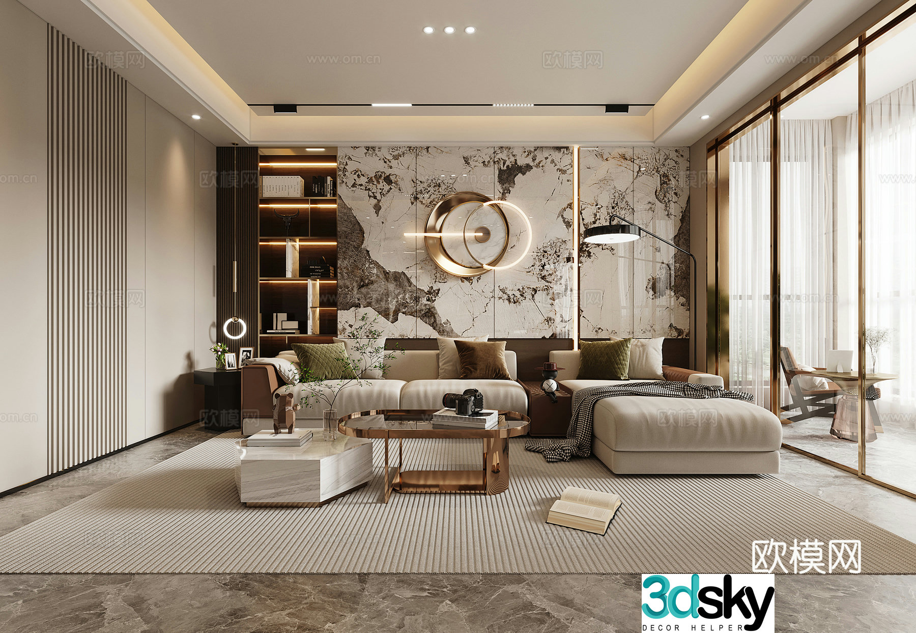 Modern living room minimalist sofa decorative painting 3d model