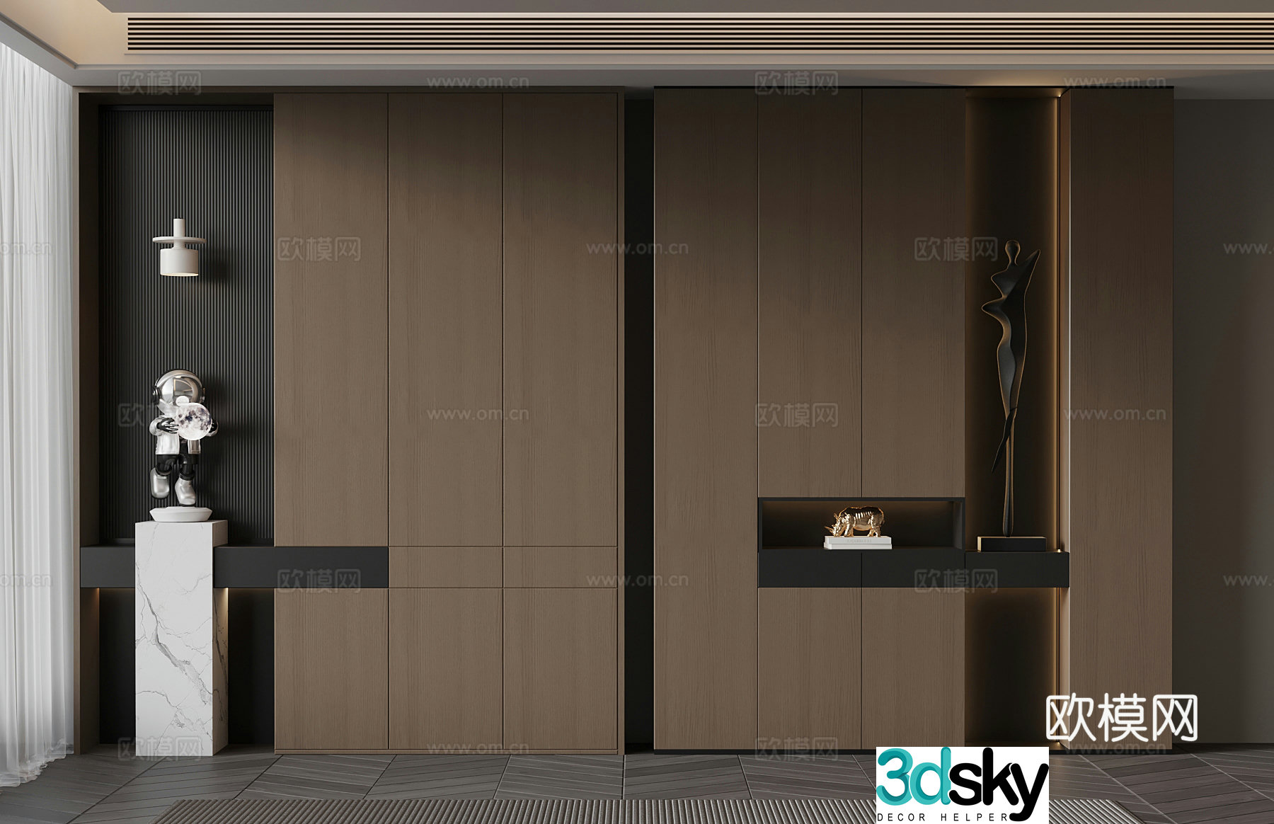 Italian minimalist shoe cabinet porch shoe cabinet sculpture ornament 3D model
