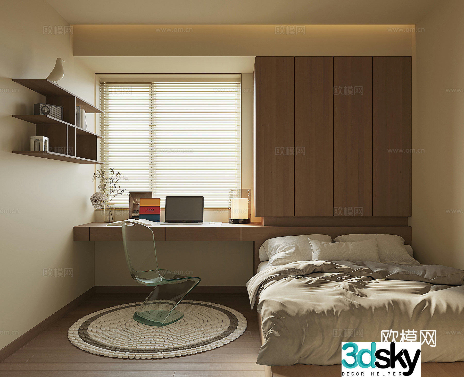 Modern tatami bedroom 3d model