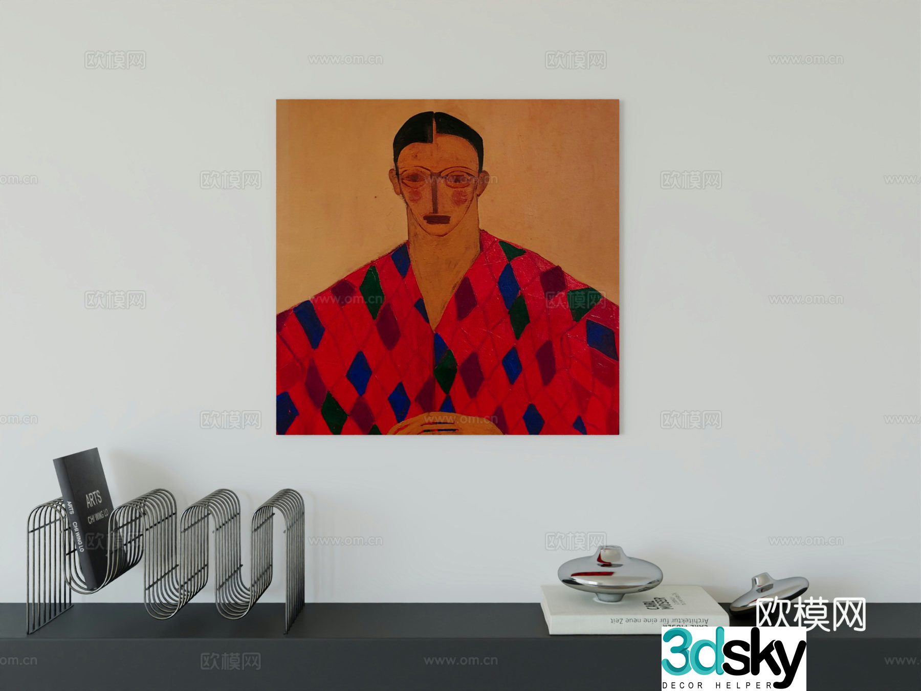 Modern minimalist hanging painting Bauhaus art hanging painting 3d model