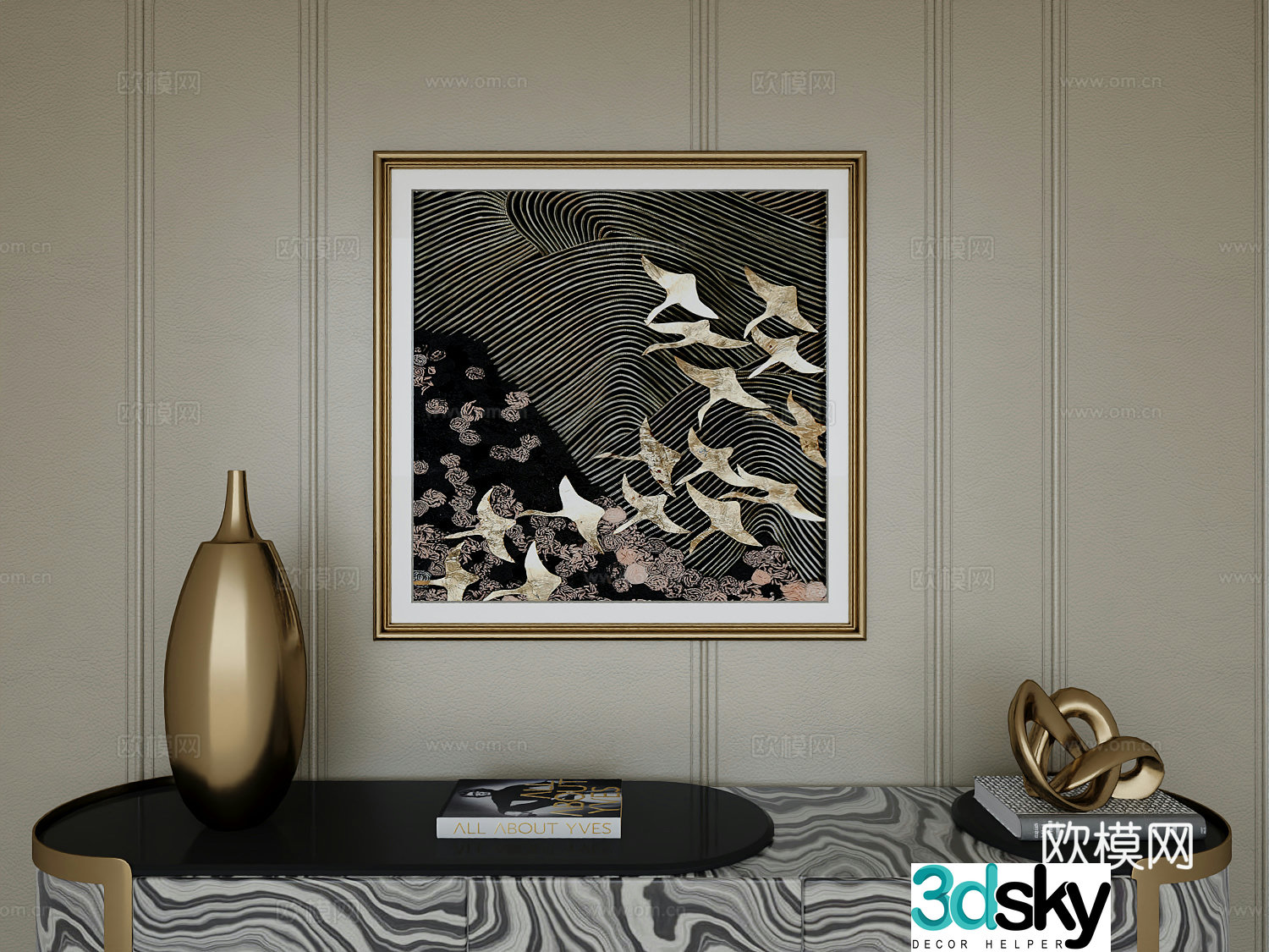 Italian light luxury high-end hanging painting 3D model