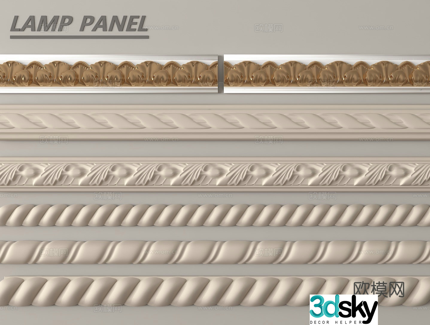 Decorative line design relief lines gypsum lines home decoration lamp plate decoration lines 3d model