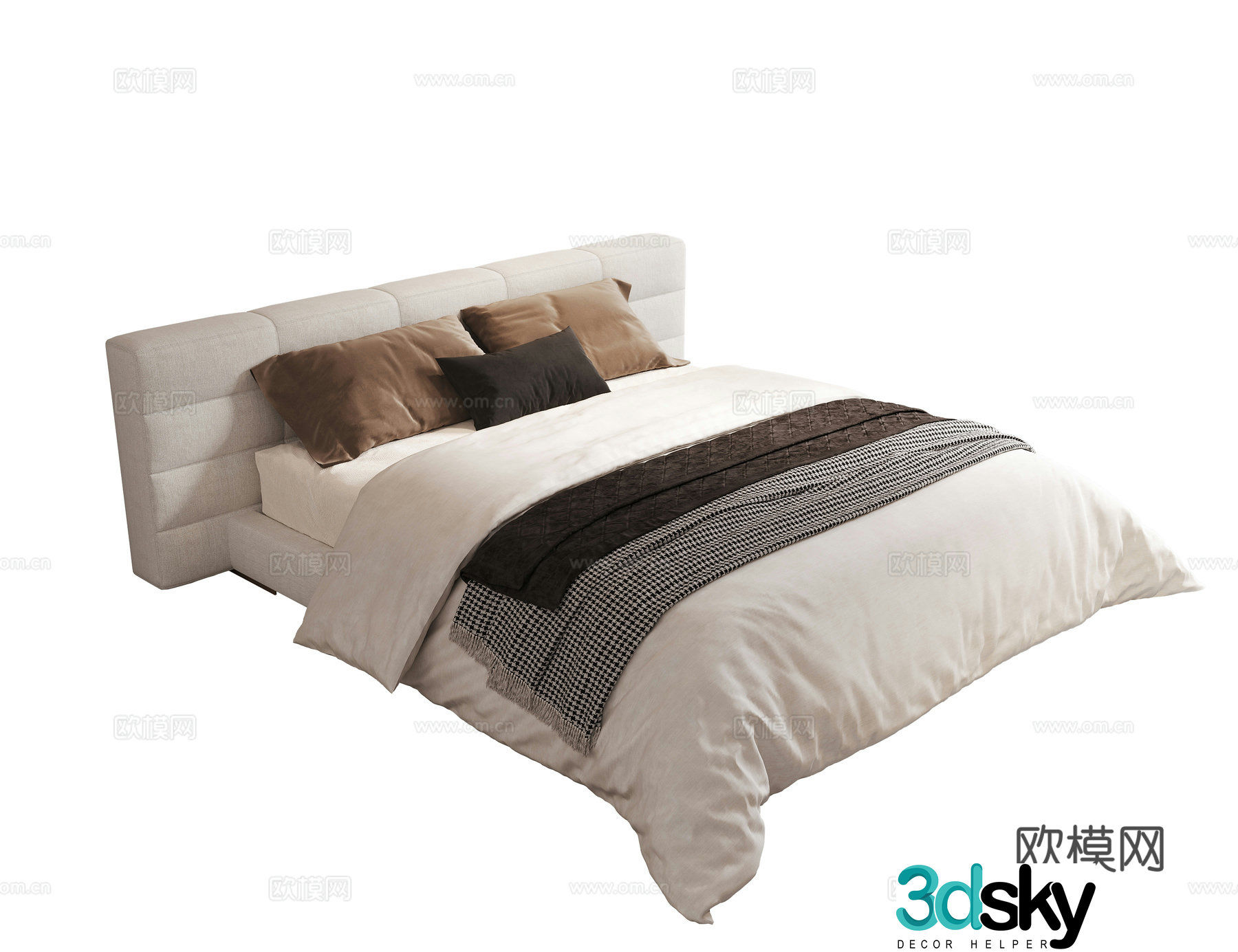 Modern double bed fabric double bed master bedroom secondary bed senior bed senior bed advanced 3D model
