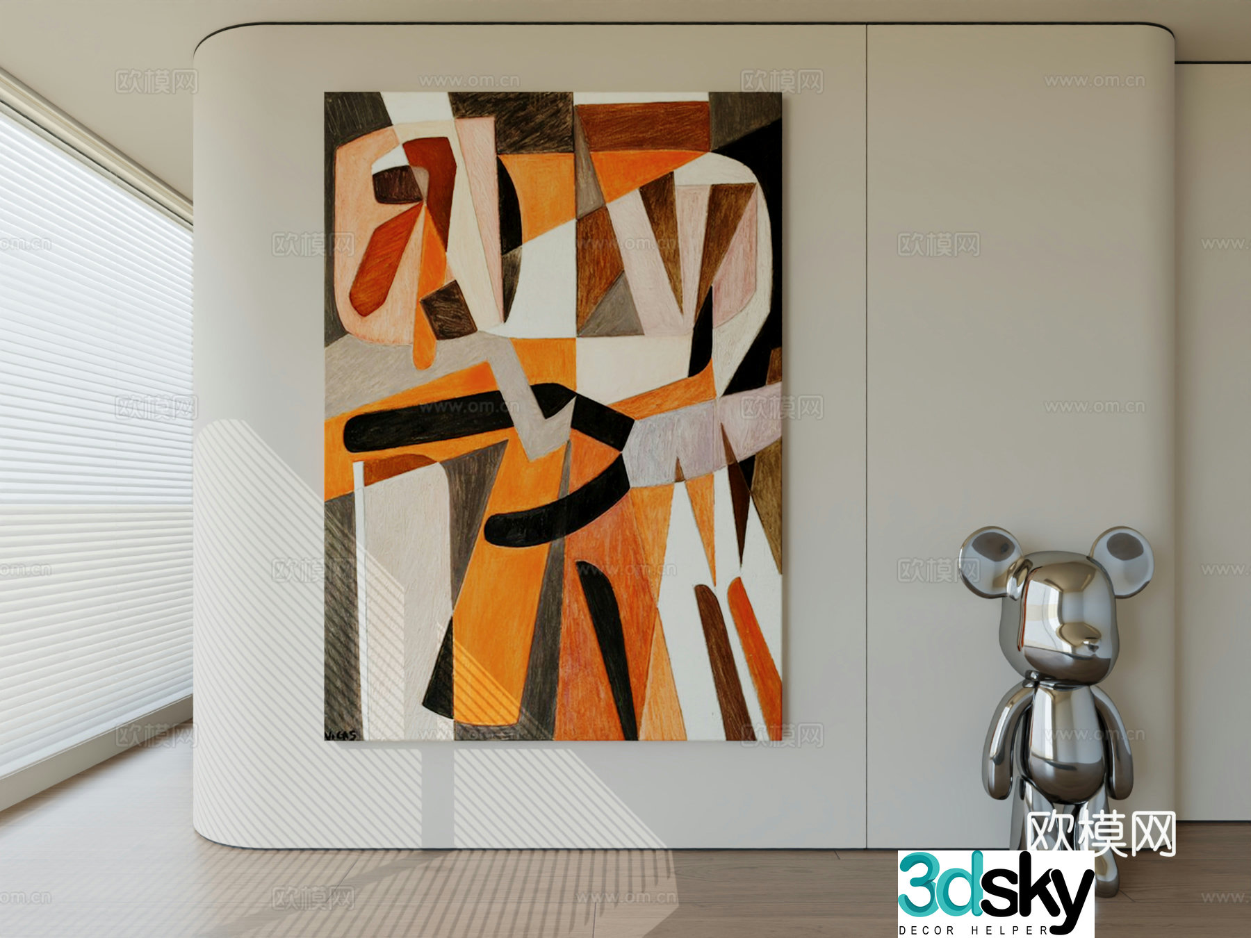 Modern minimalist hanging painting abstract art hanging painting 3d model