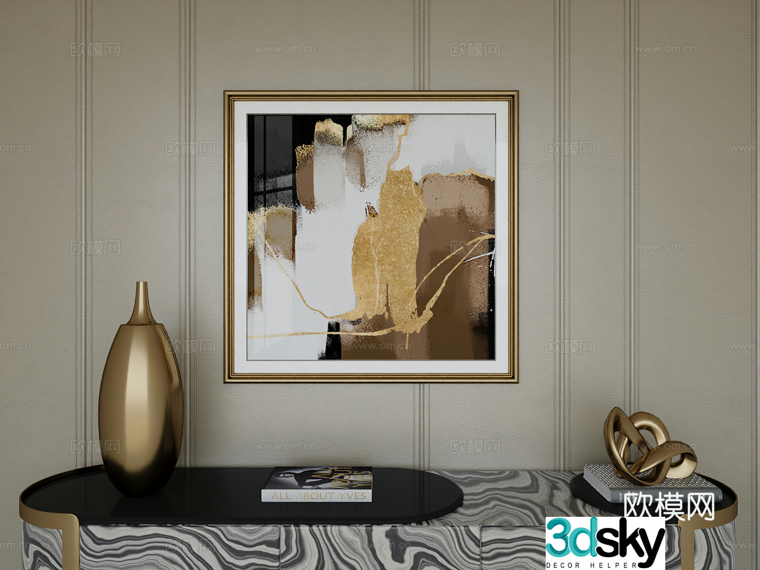 Italian light luxury high-end hanging painting 3D model