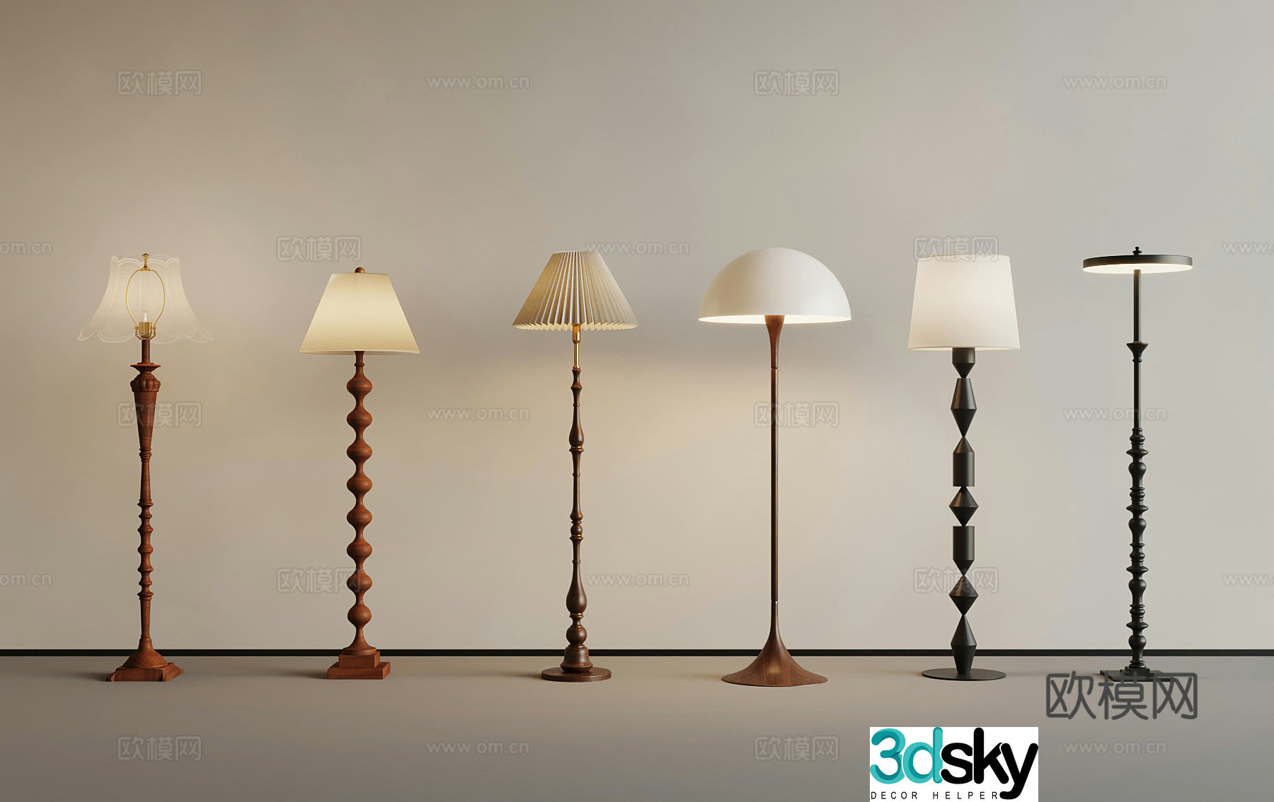 French floor lamp Middle style floor lamp 3D model