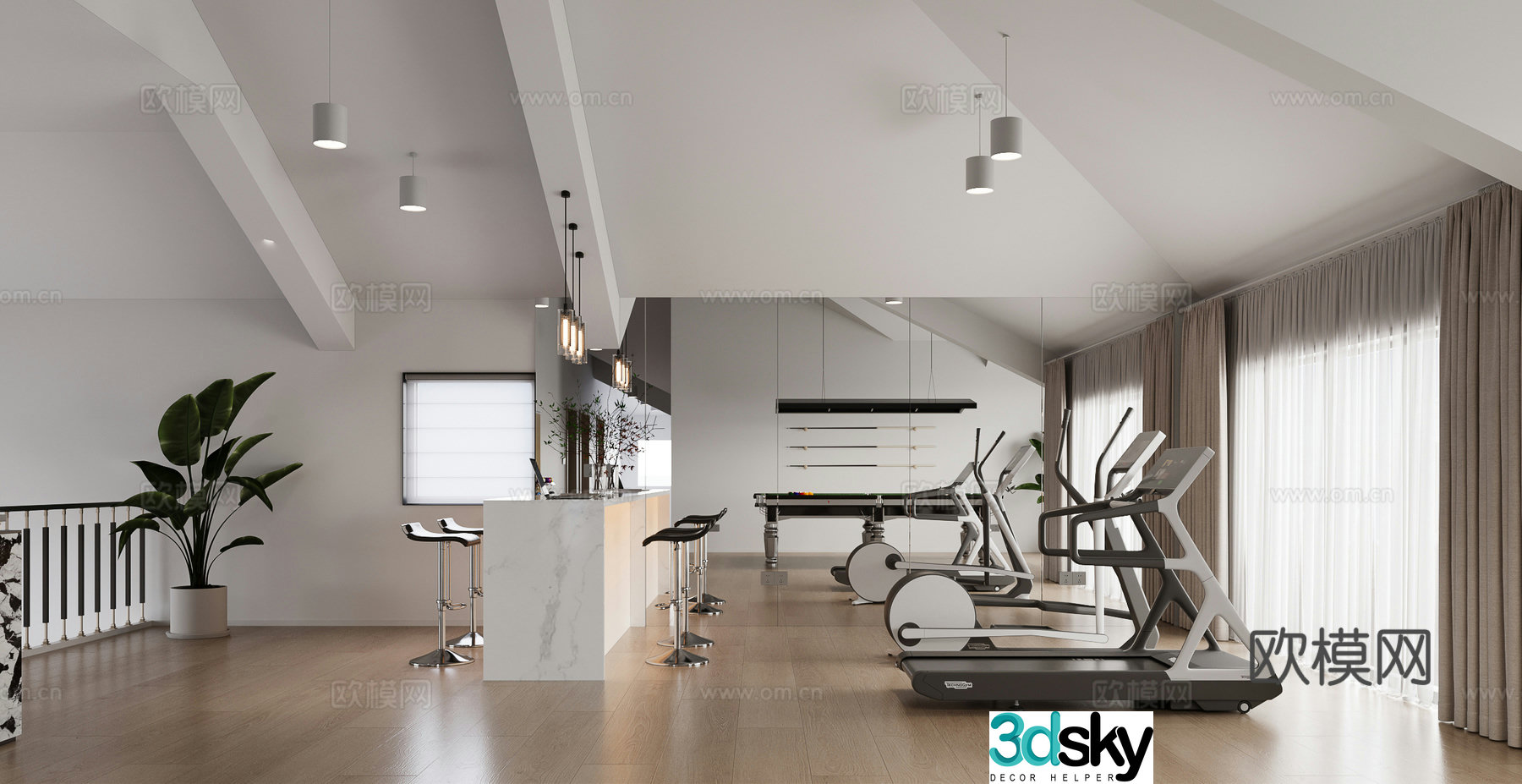 Leisure fitness area 3D model