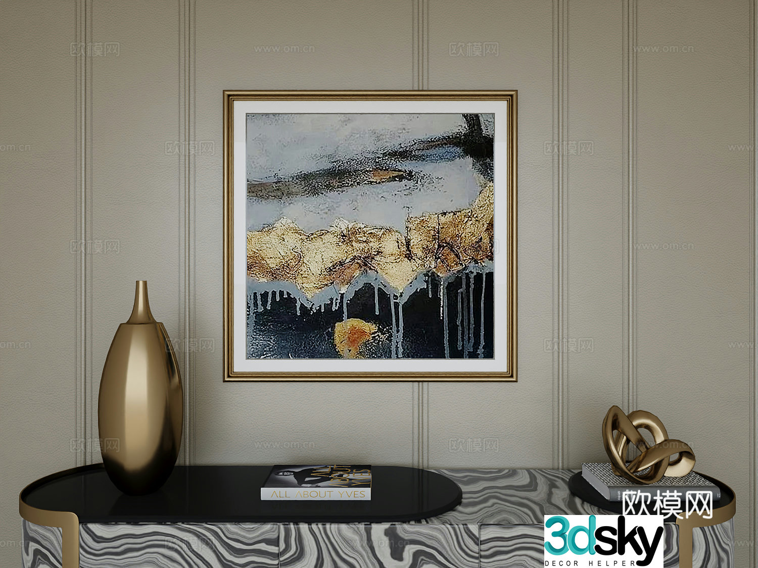 Italian light luxury high-end hanging painting 3D model