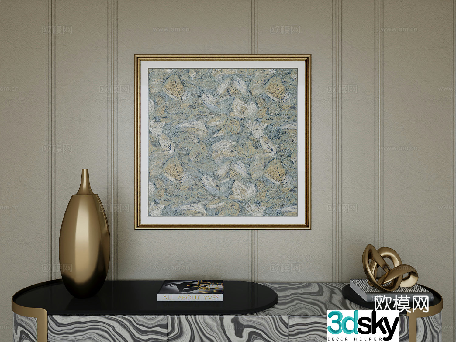 Italian light luxury high-end hanging painting 3D model