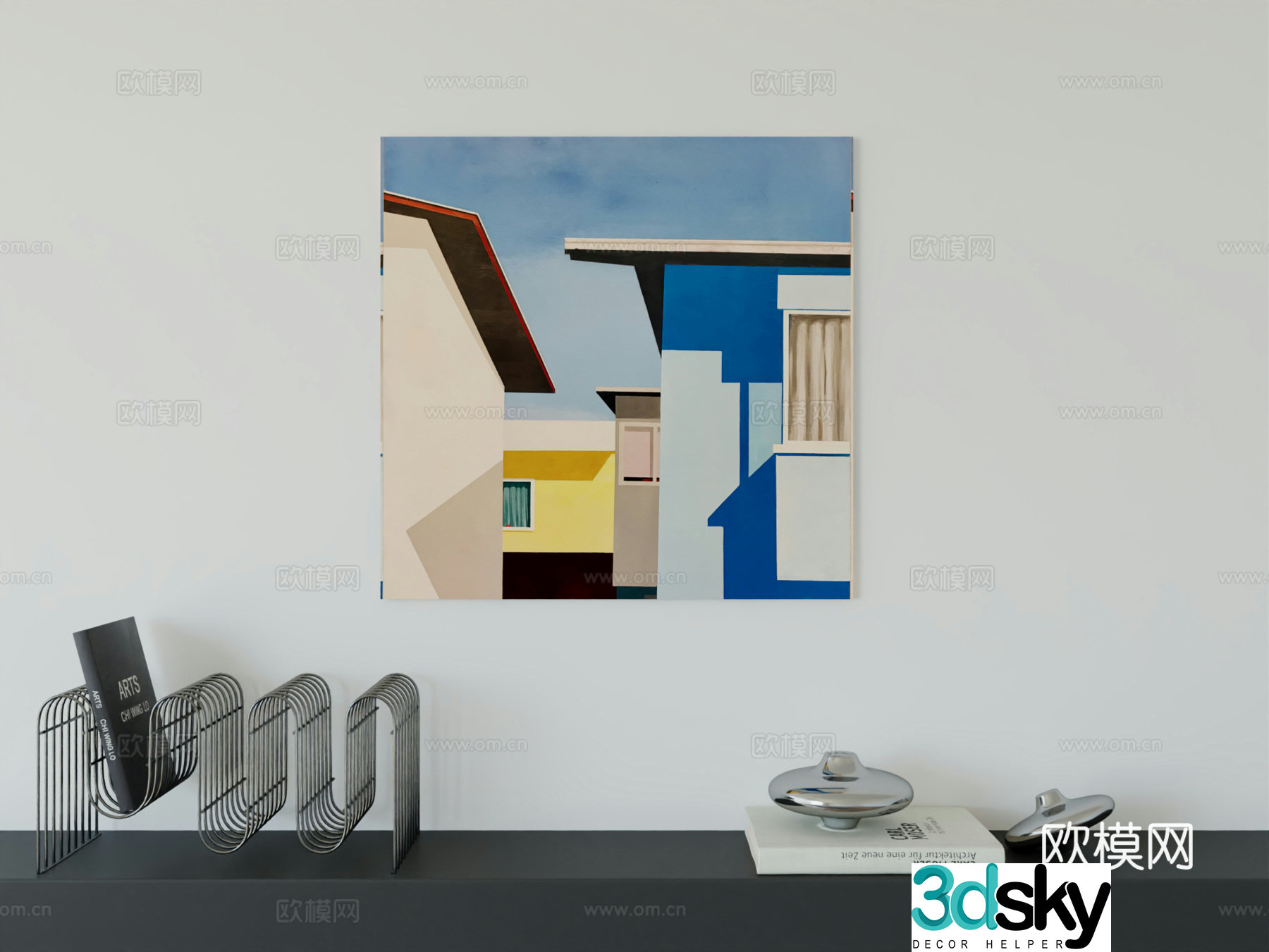 Modern minimalist hanging painting Bauhaus art hanging painting 3d model