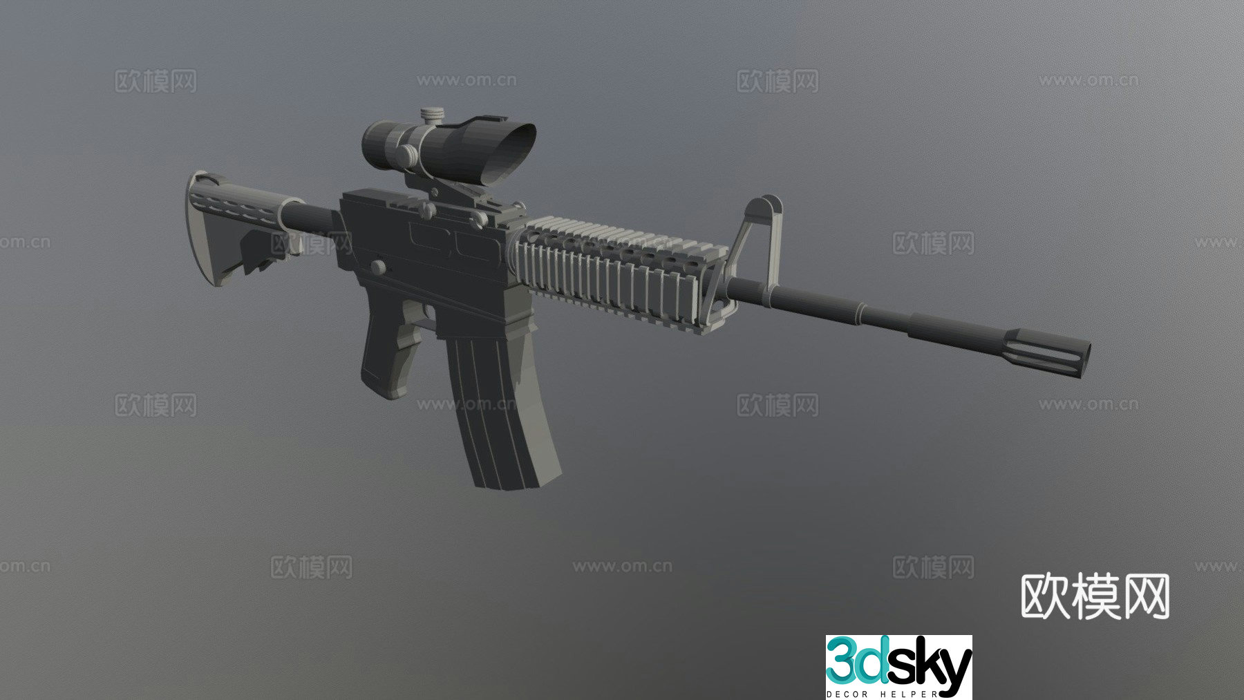 M4A1-ACOG (low polygon version) 3d model
