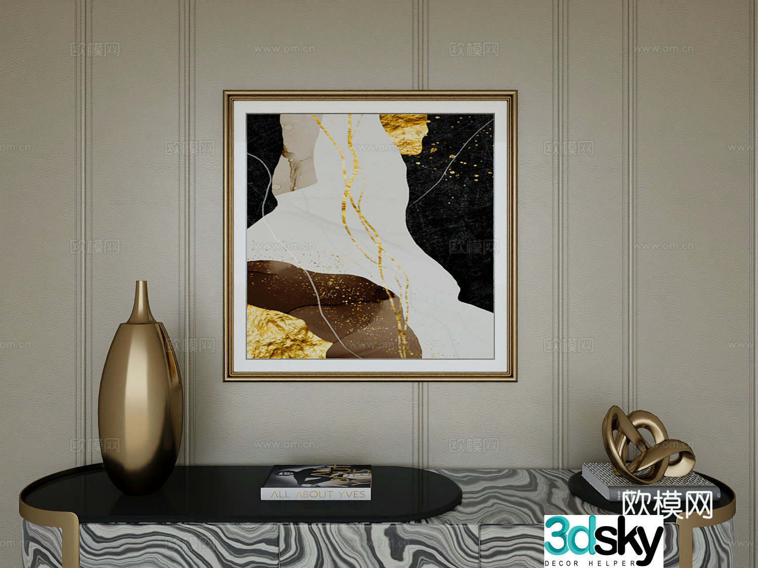 Italian light luxury high-end hanging painting 3D model