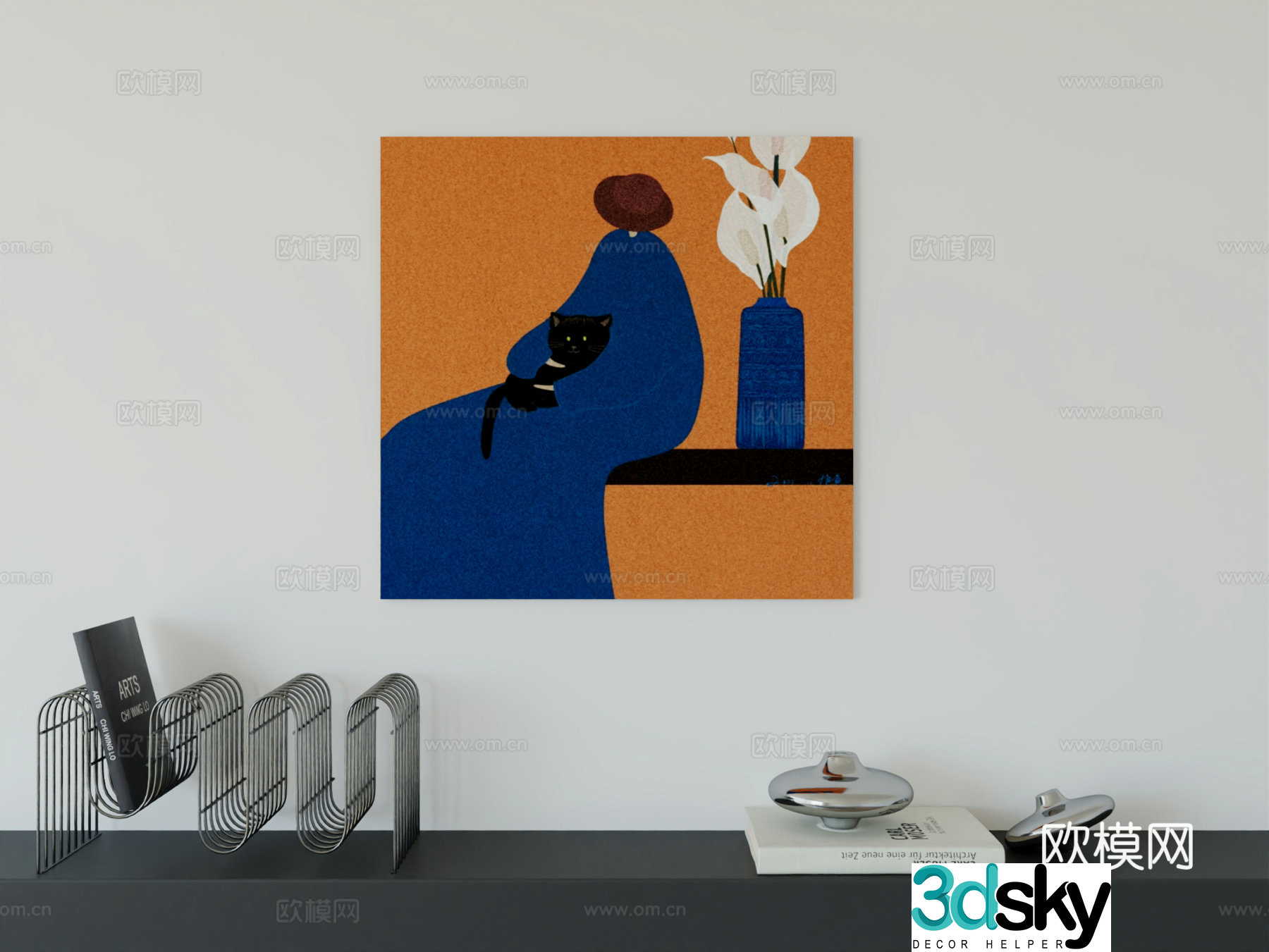 Modern minimalist hanging painting Bauhaus art hanging painting 3d model