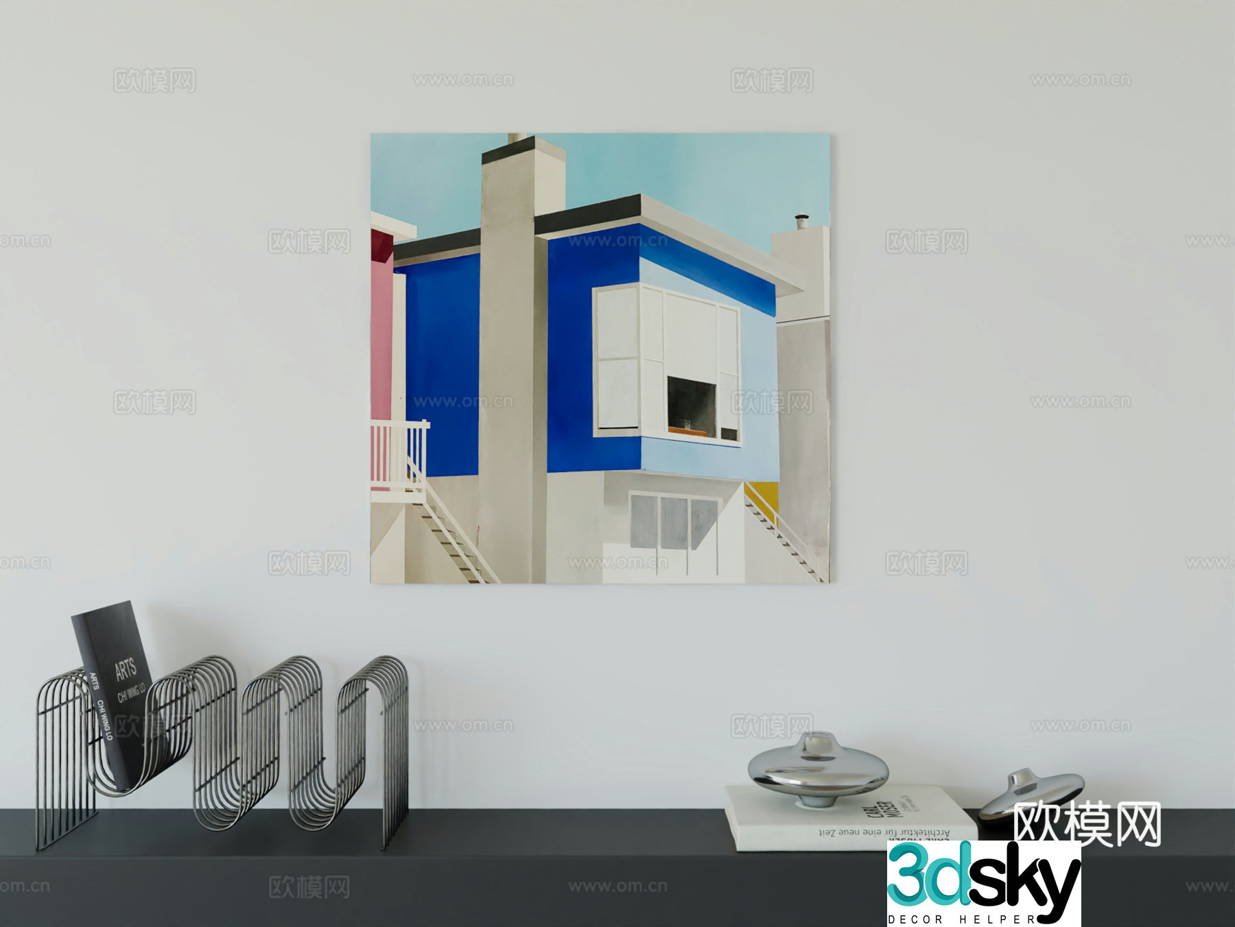 Modern minimalist hanging painting Bauhaus art hanging painting 3d model