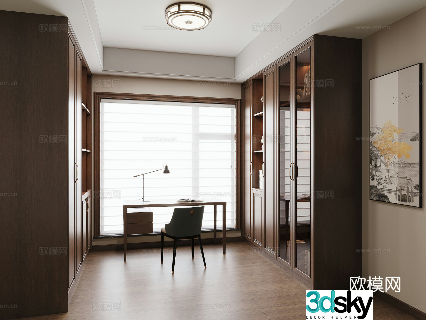 New Chinese style cloakroom and study room 3D model