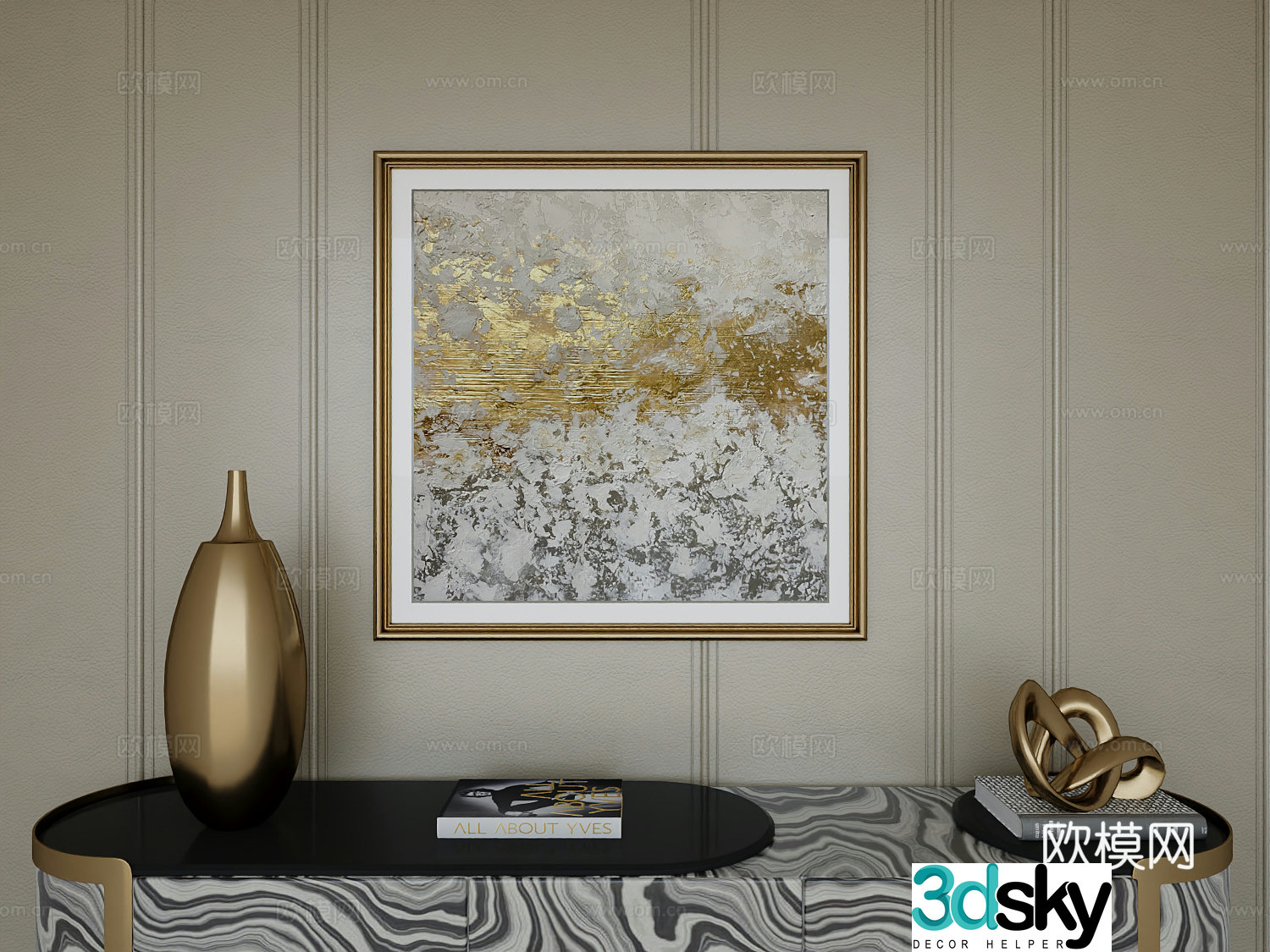 Italian light luxury high-end hanging painting 3D model