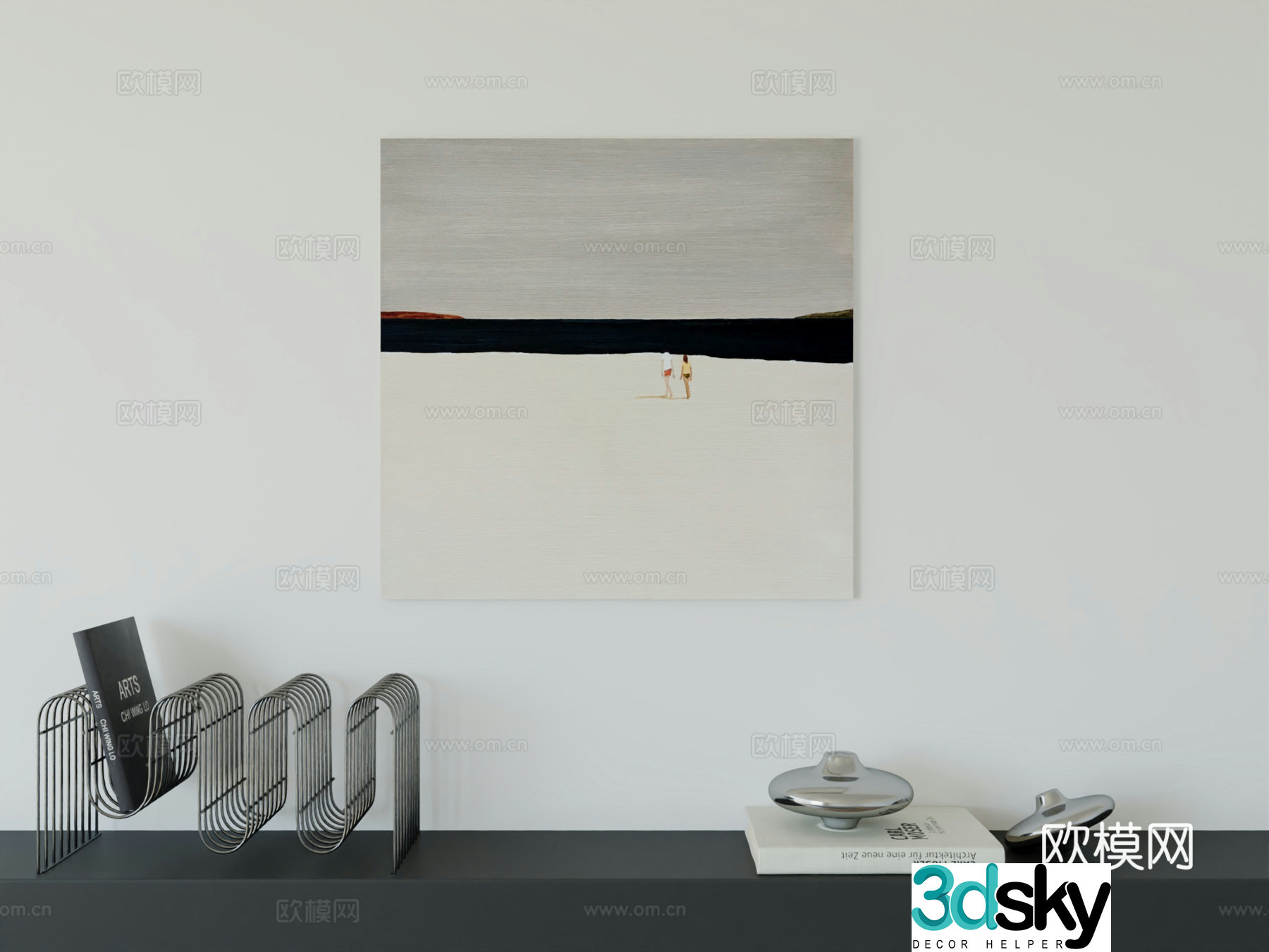 Modern minimalist hanging painting Bauhaus art hanging painting 3d model
