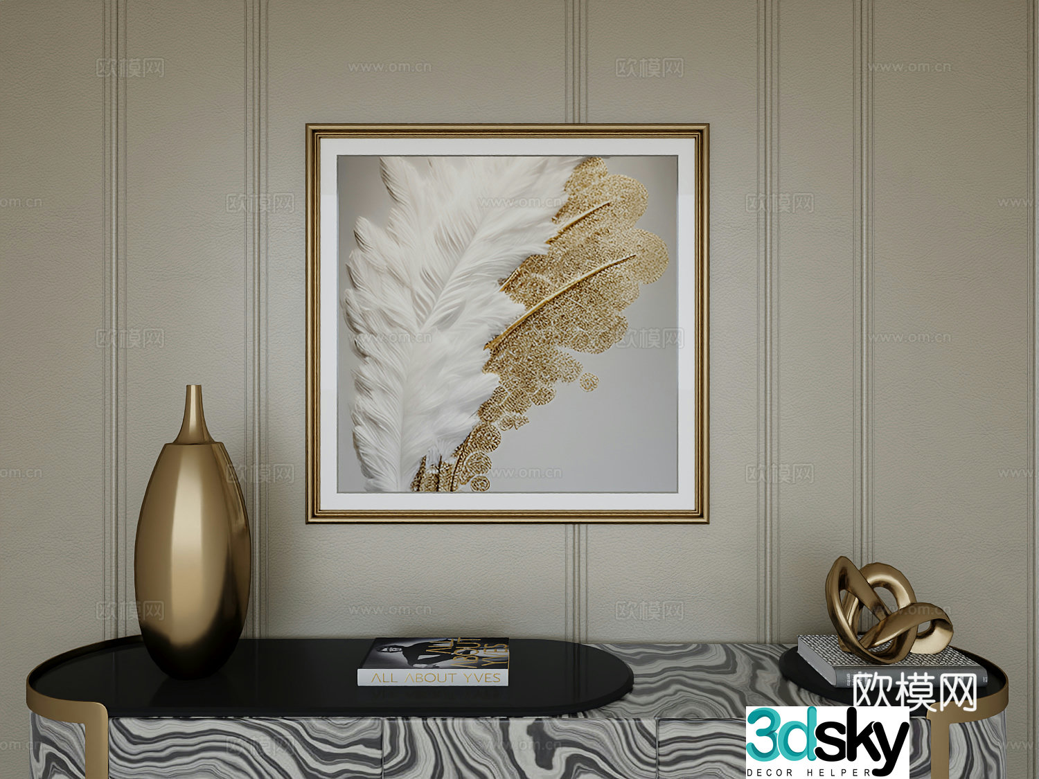 Italian light luxury high-end hanging painting 3D model