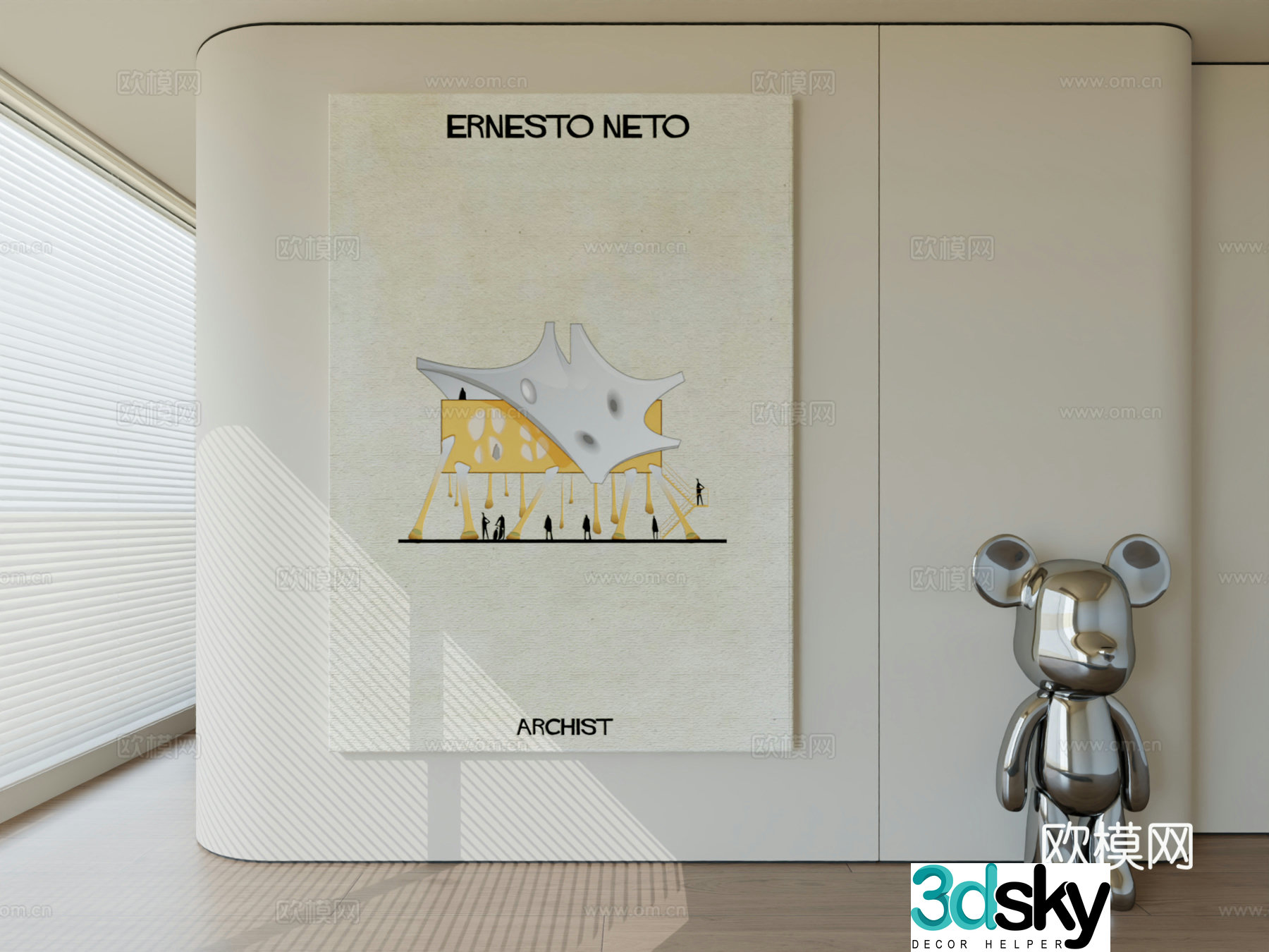 Modern minimalist hanging painting abstract art hanging painting 3d model