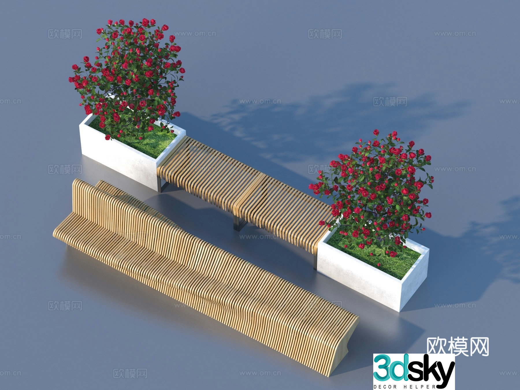 Tree Pool Sitting Bench Tree Pool Flower Bed 3D Model