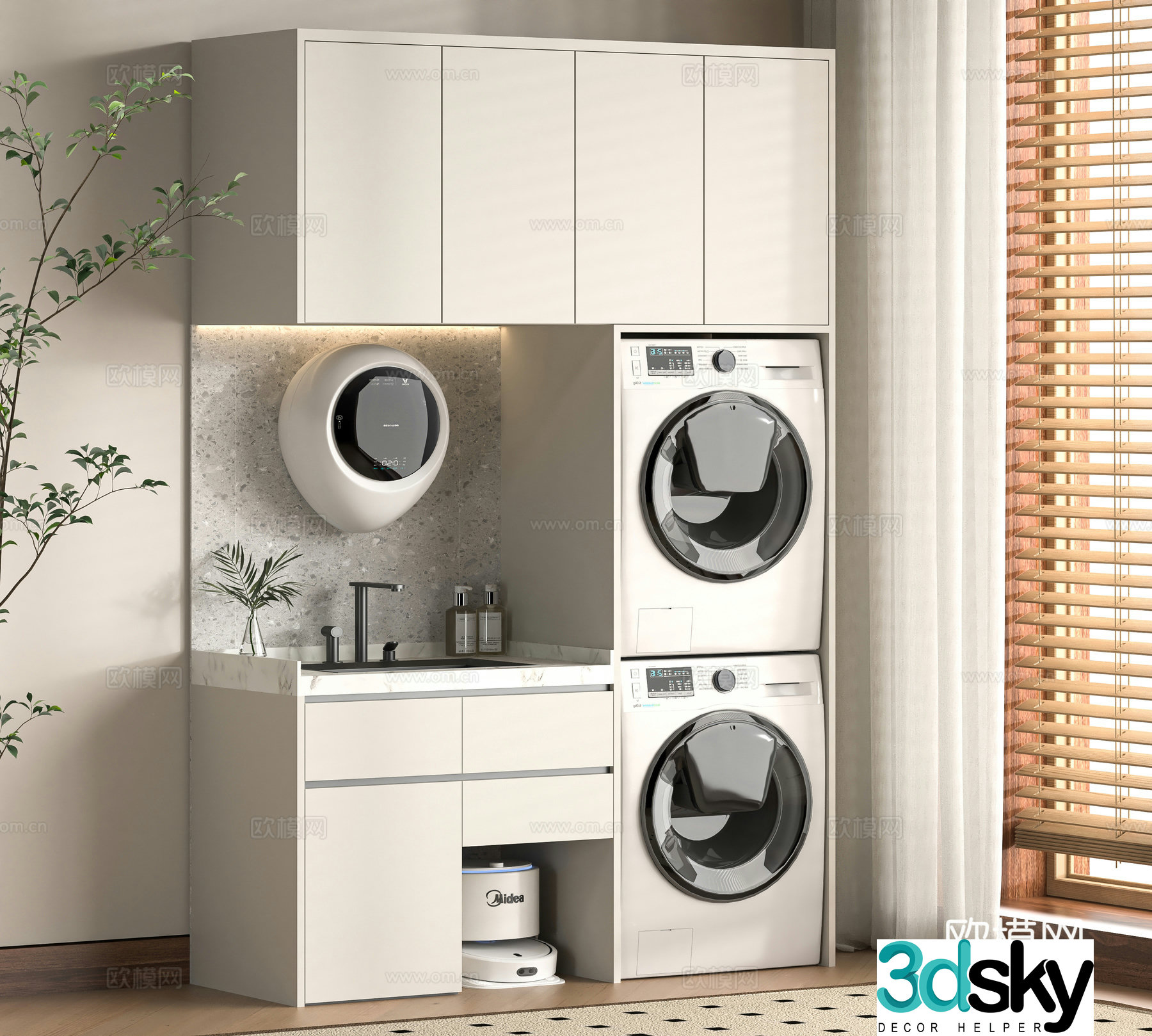 Modern washing machine cabinet 3d model