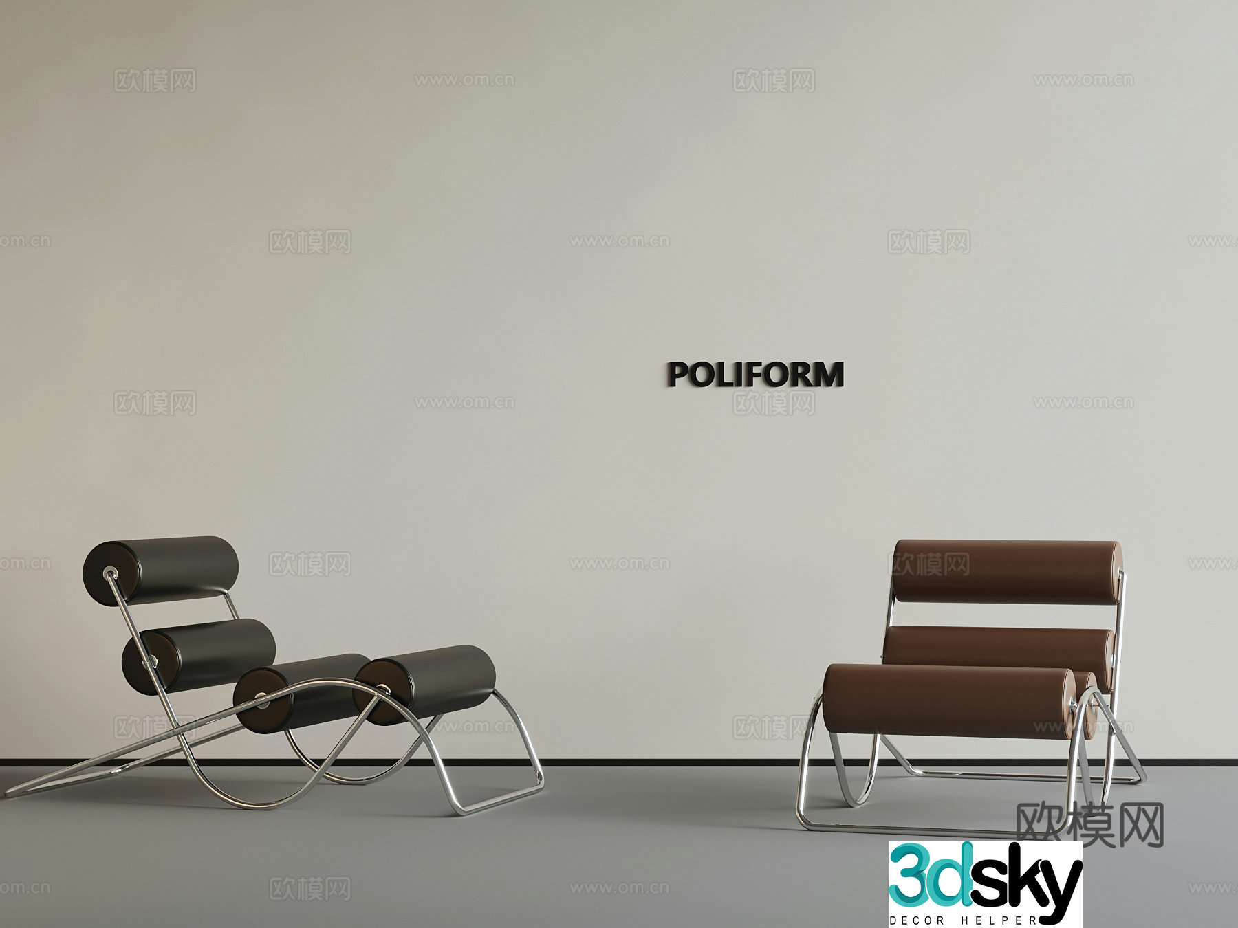 Modern roller casual lounge chair 3d model