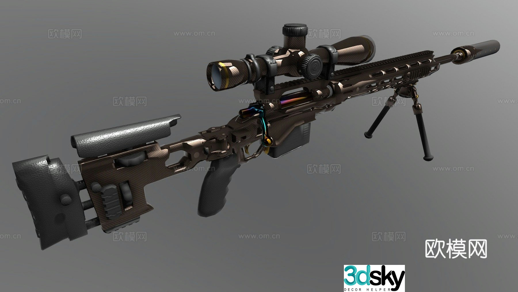 High gloss carbon fiber sniper rifle Mk13d model