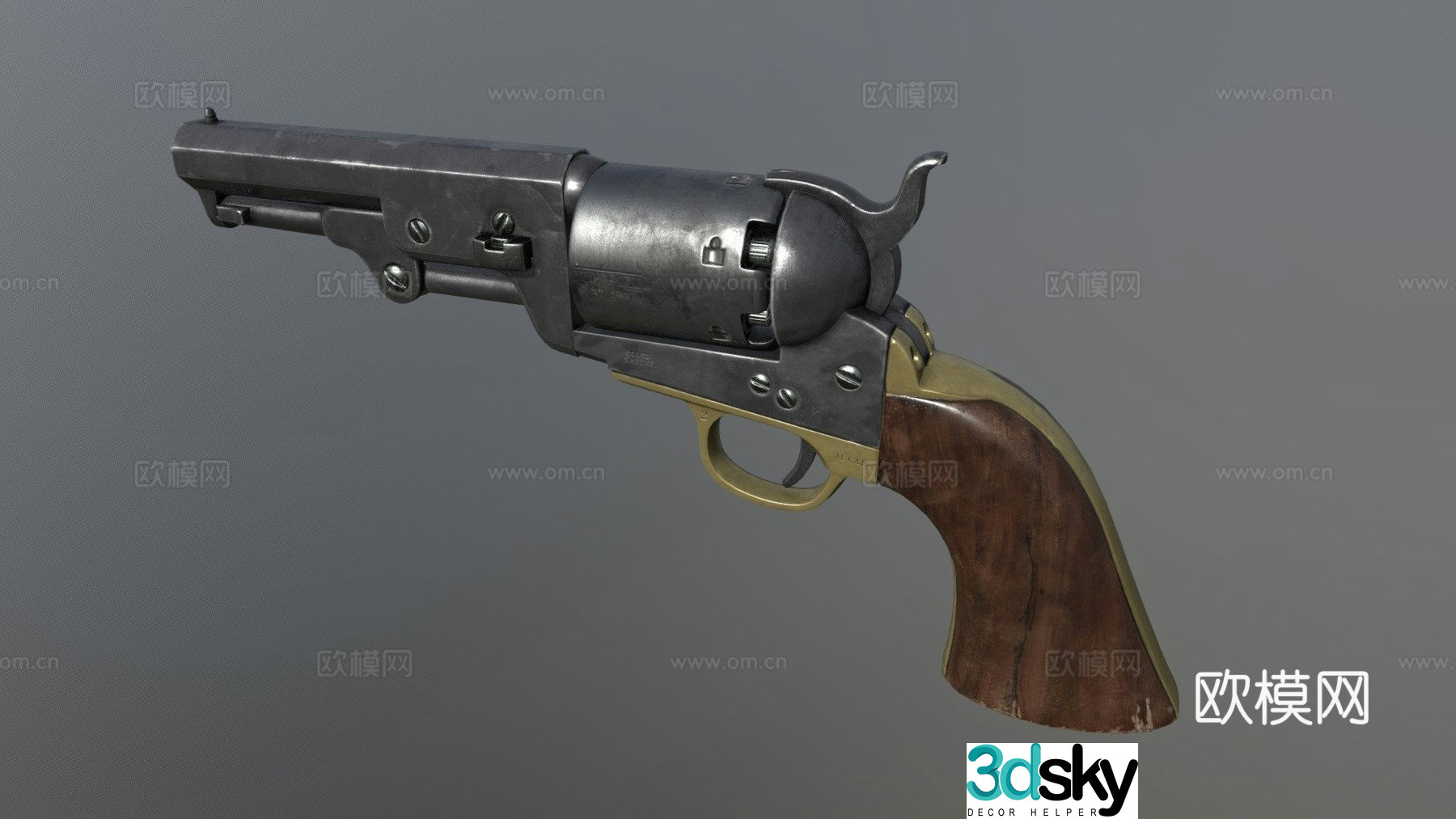 Colt 1849 pocket revolver 3d model