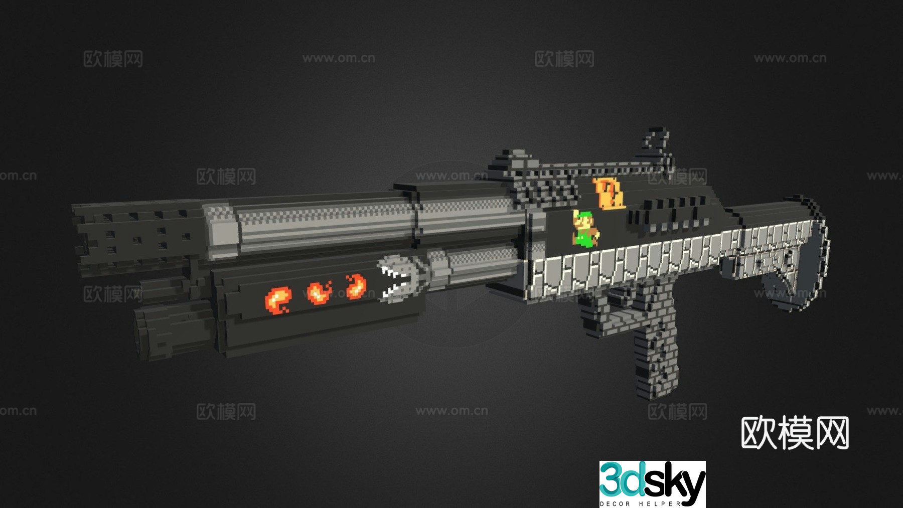 Voxel Remington 870 Retro Pack Punch (Cube 64X) 3d model