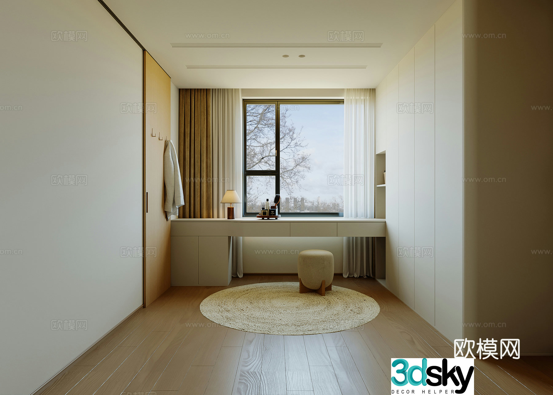 Japanese style log cloakroom Nordic home cloakroom Master bedroom cloakroom Open cloakroom 3D model