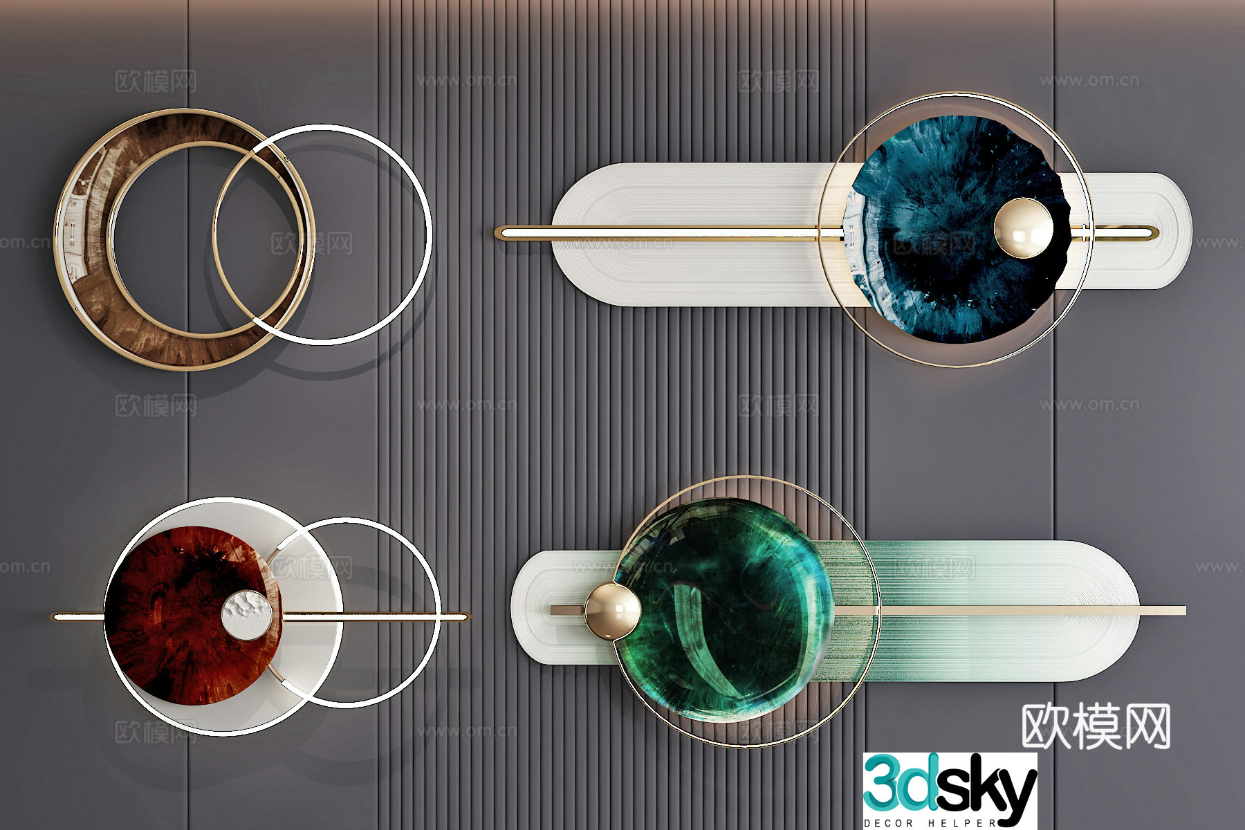 Modern light luxury wall decoration pendant three-dimensional painting art installation 3d model