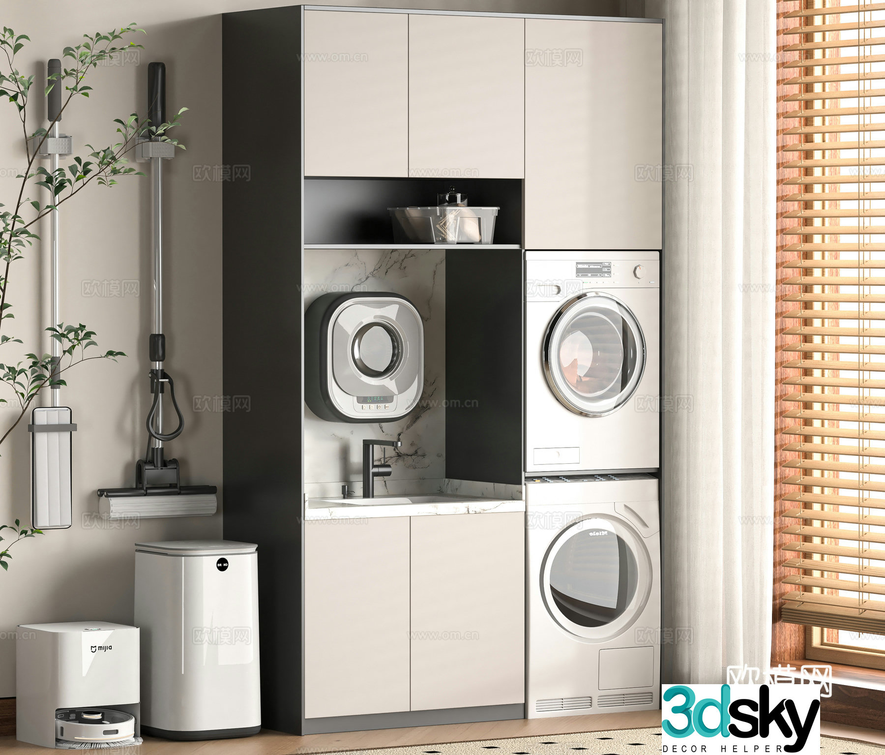 Modern washing machine cabinet 3d model