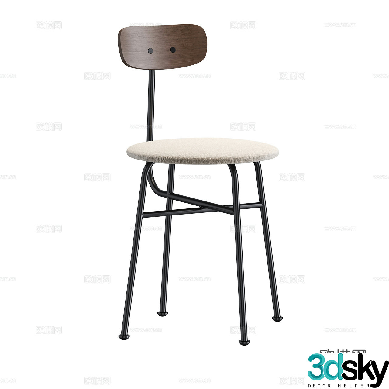 Audo Extremely Simple Chair Industrial Style Single Chair Nordic Single Chair Dining Chair Walnut Dining Chair 3D Model