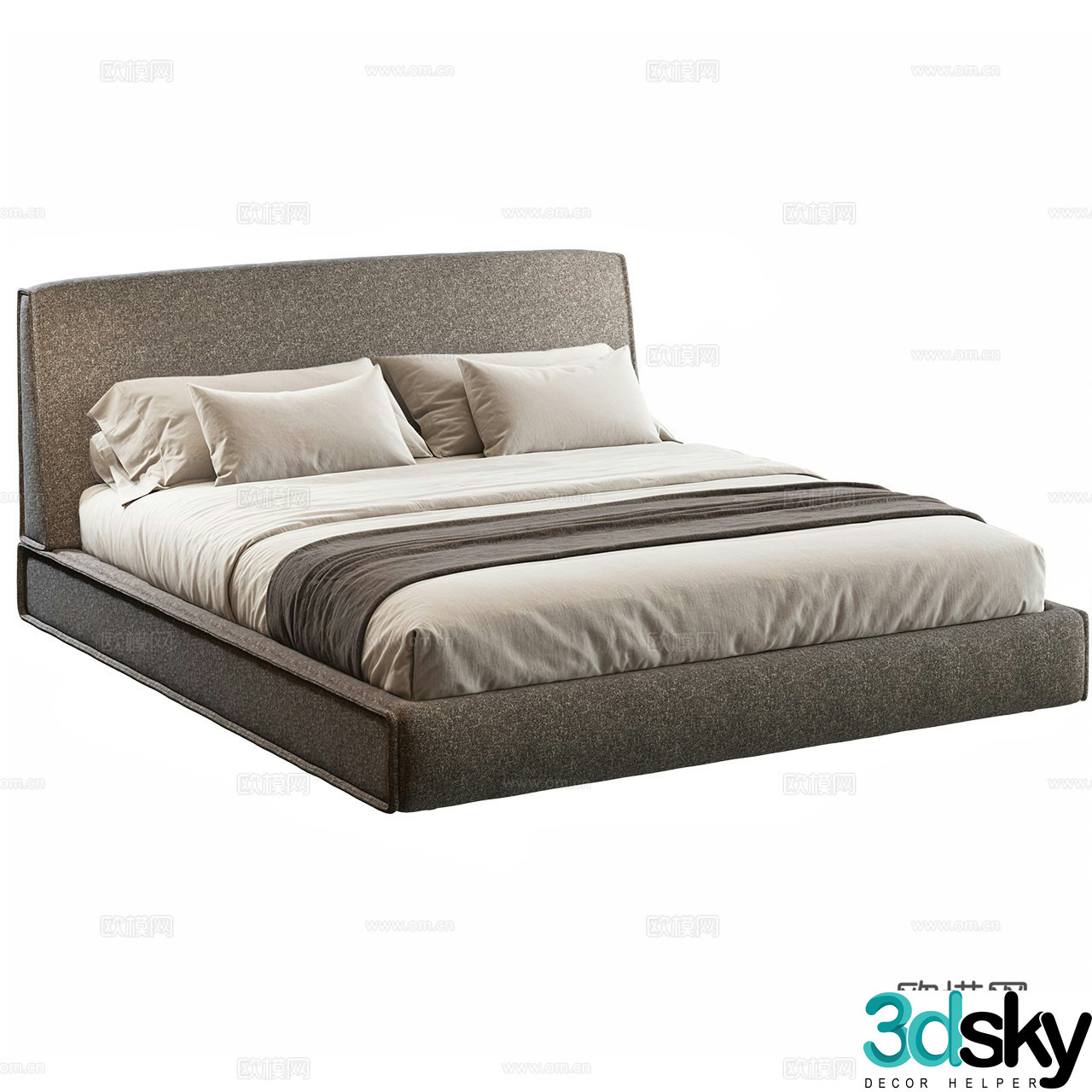 Antoniolupi Italian minimalist bed Minimalist bed Fabric double bed 3D model