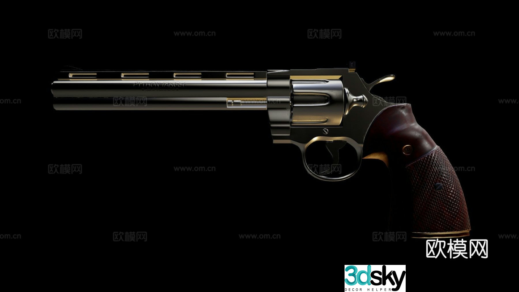 Revolver (Colt Python targeting 8-inch .38 Special) 3D model
