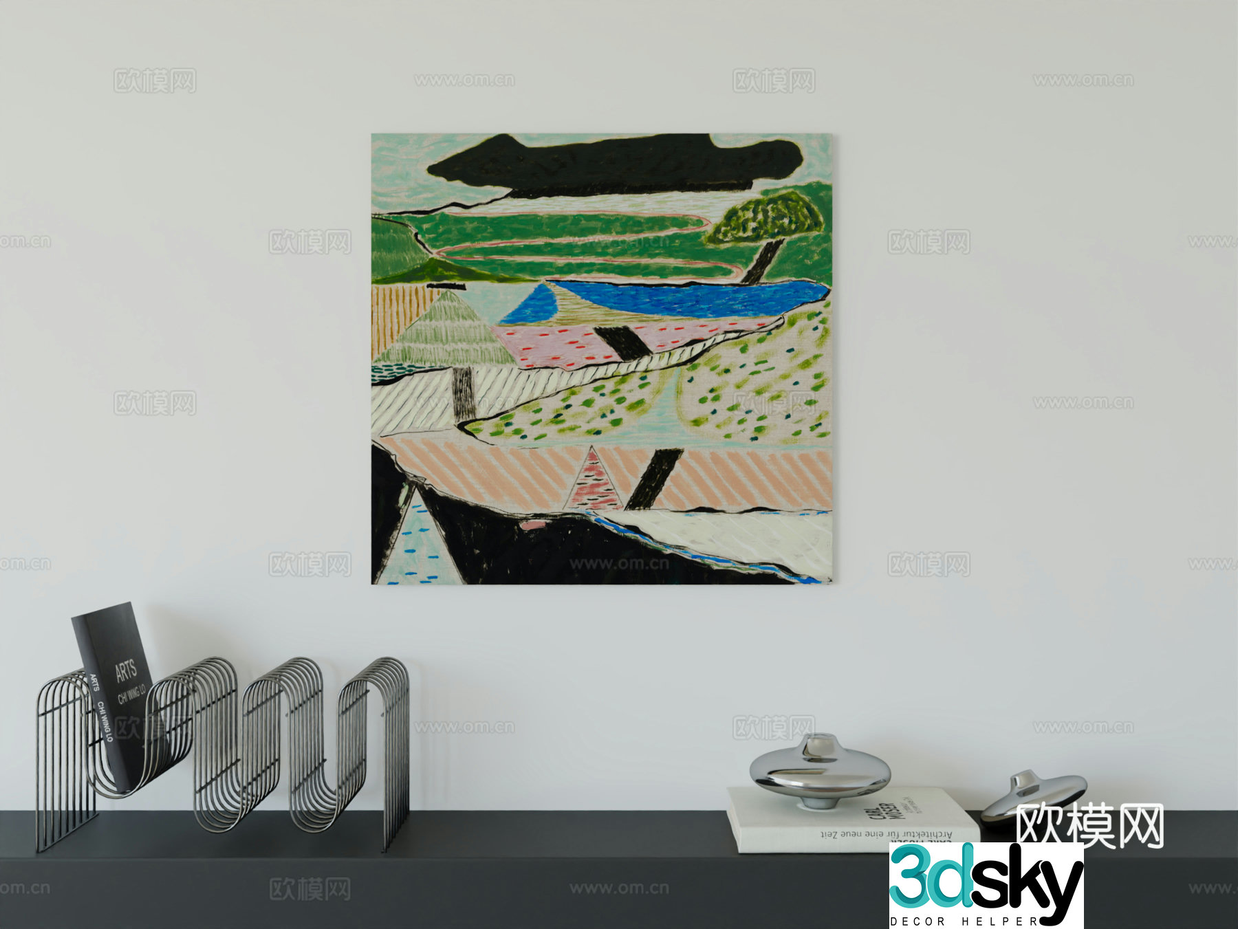 Modern minimalist hanging painting Bauhaus art hanging painting 3d model