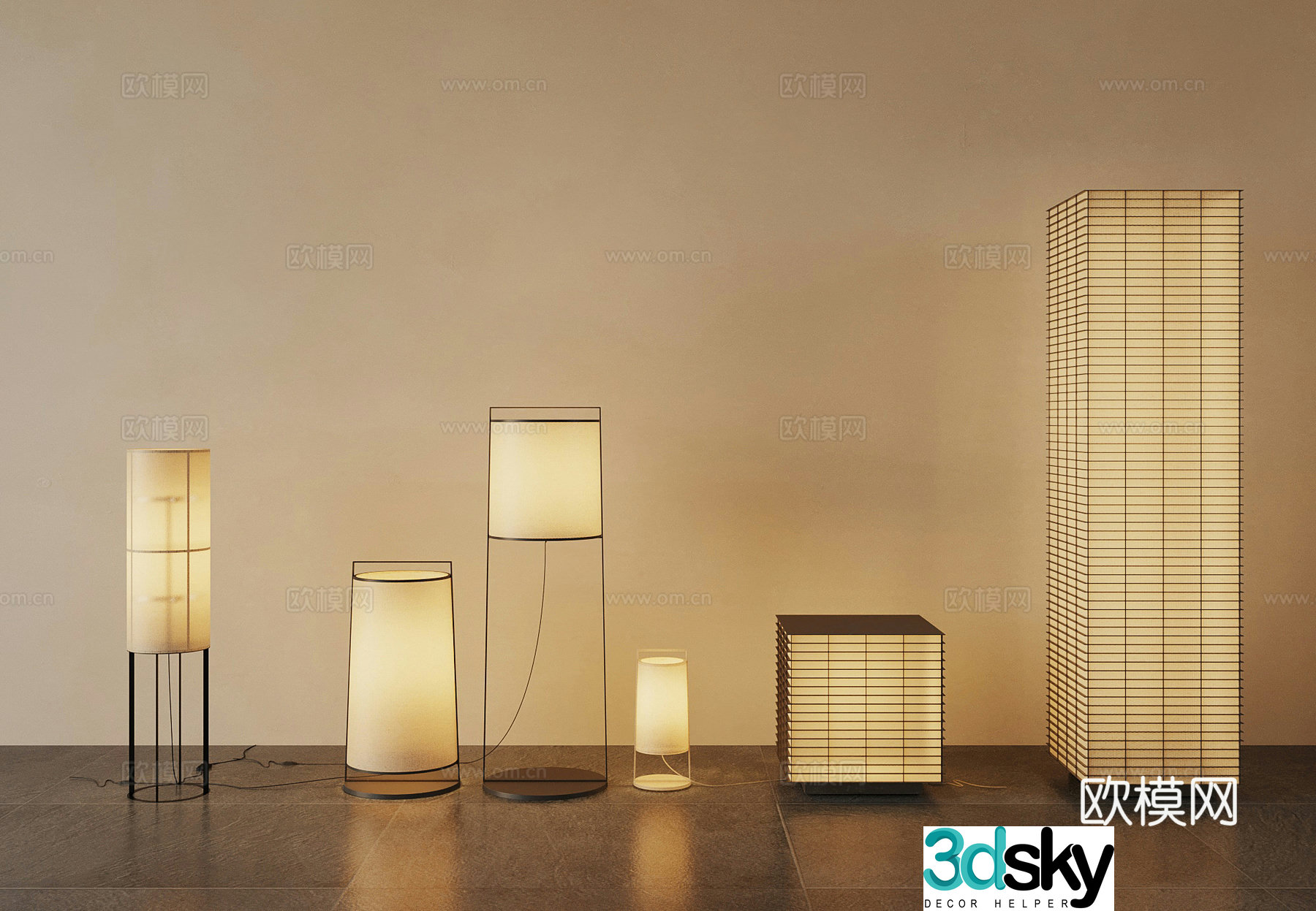 New Chinese style floor lamp modern floor lamp 3D model
