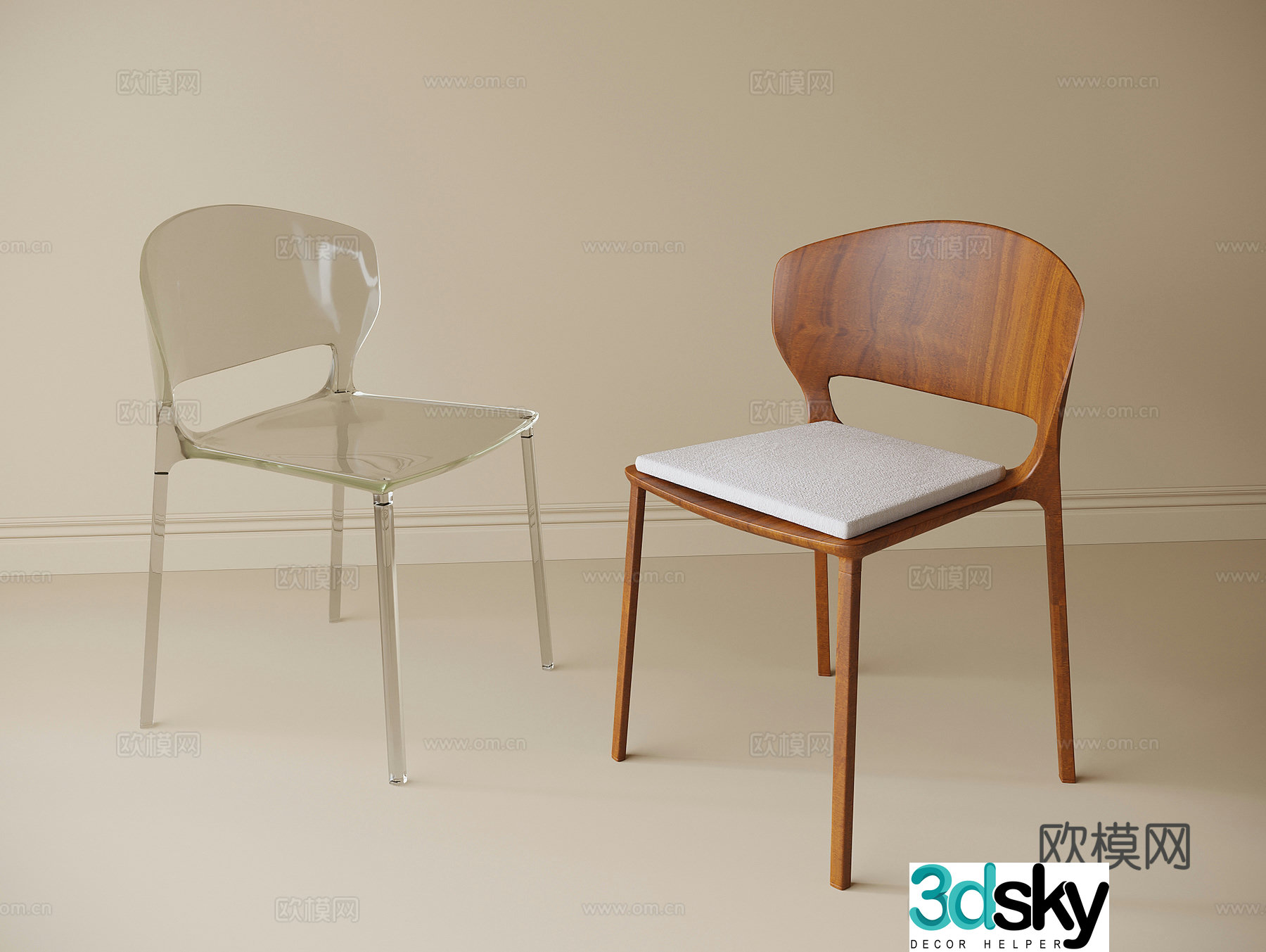 Modern dining chair single chair book chair 3d model