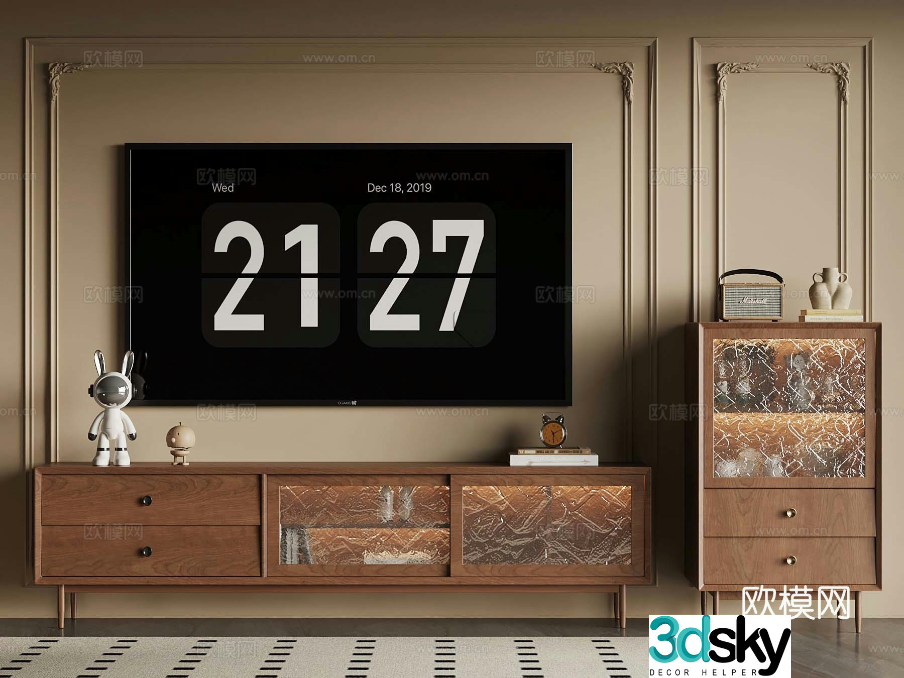 French medieval style TV cabinet corner table side table 3D model