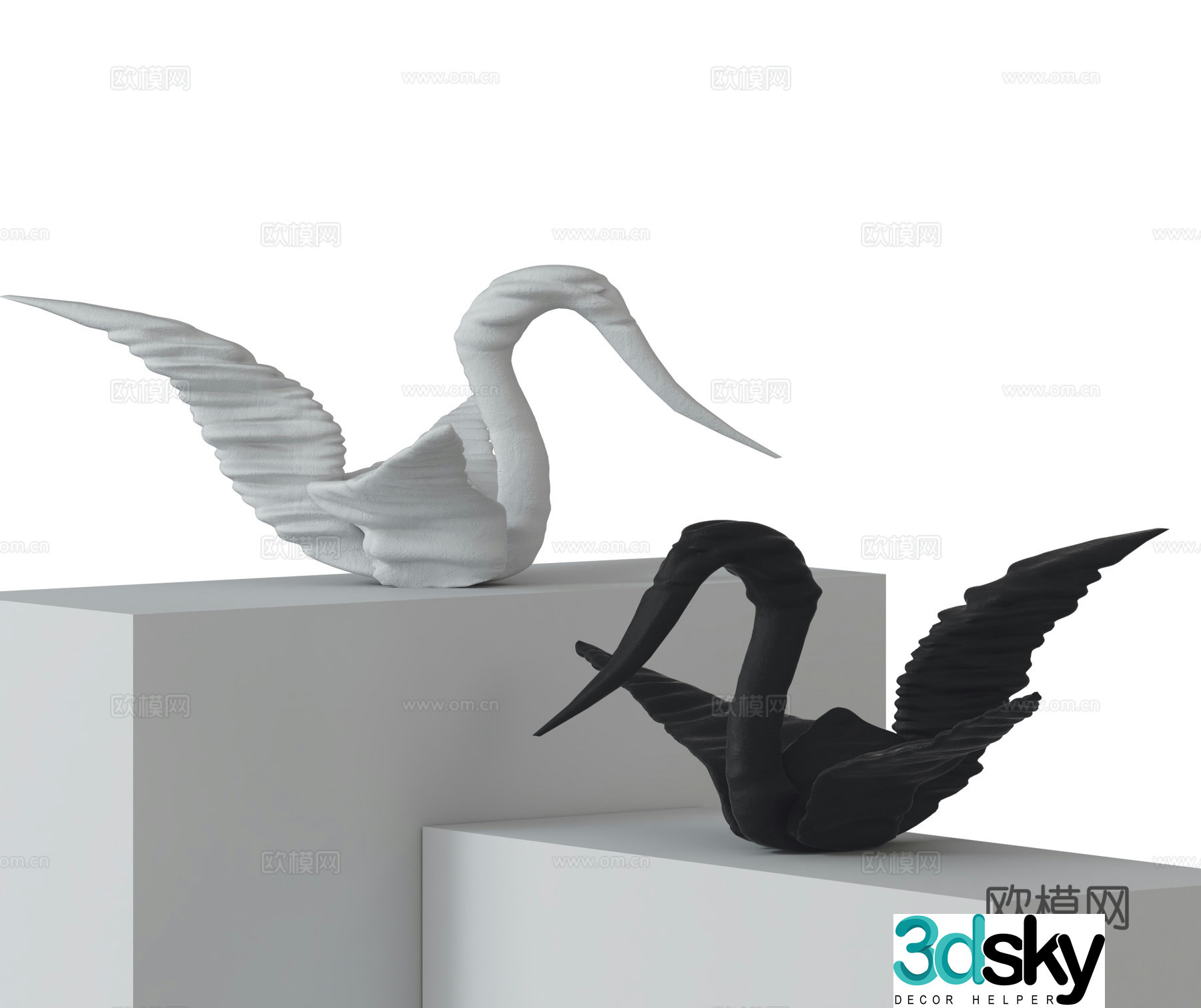 Modern swan sculpture ornament 3d model