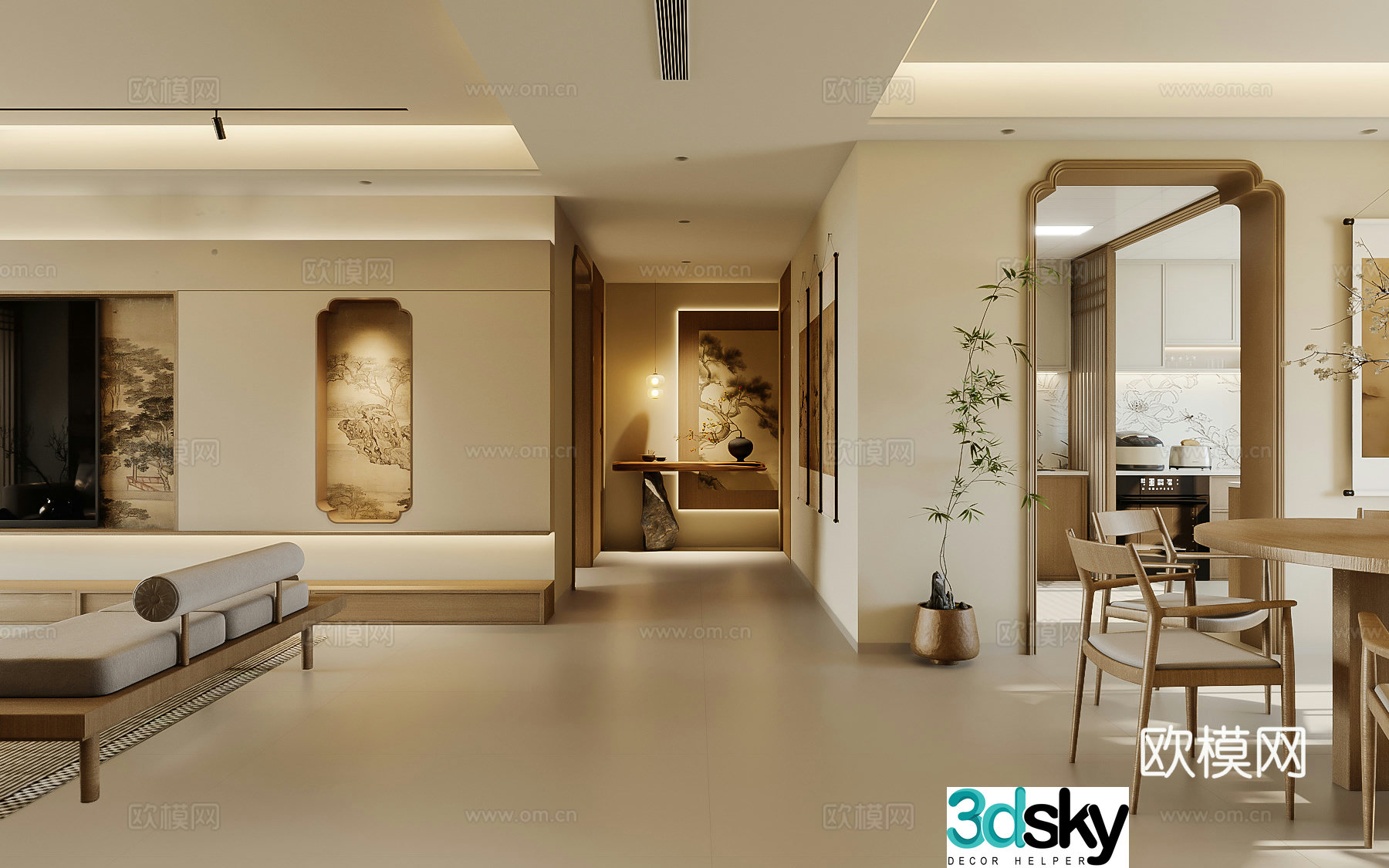 Song style Zen landscape creation end scenery Chinese style painting 3D model