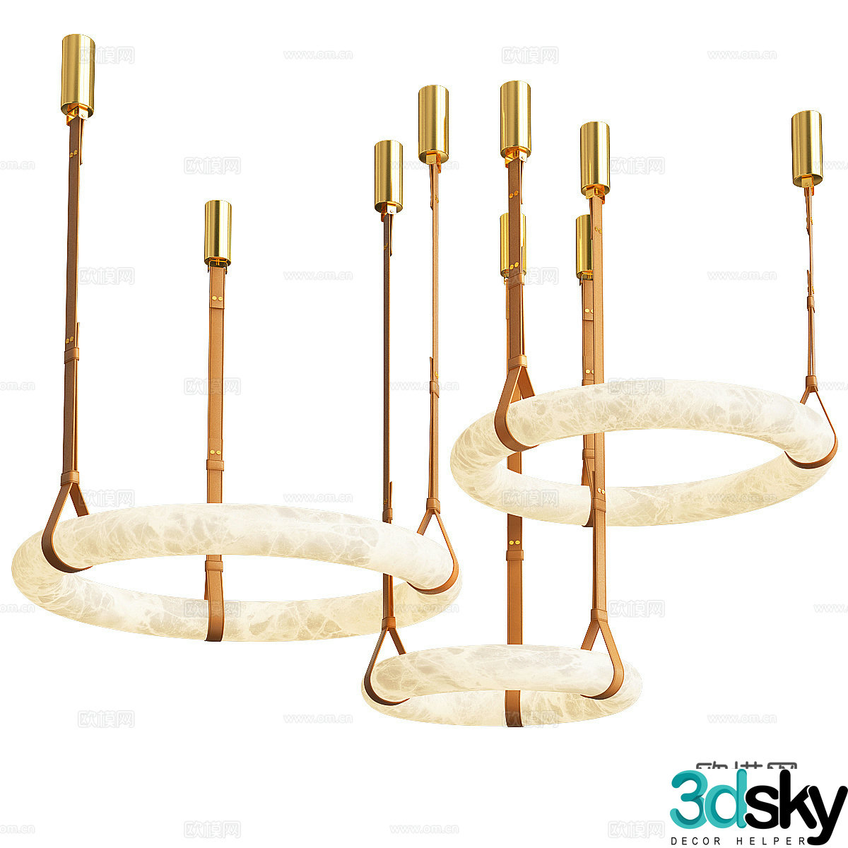 Modern Italian wall decoration leather decorative chandelier 3d model