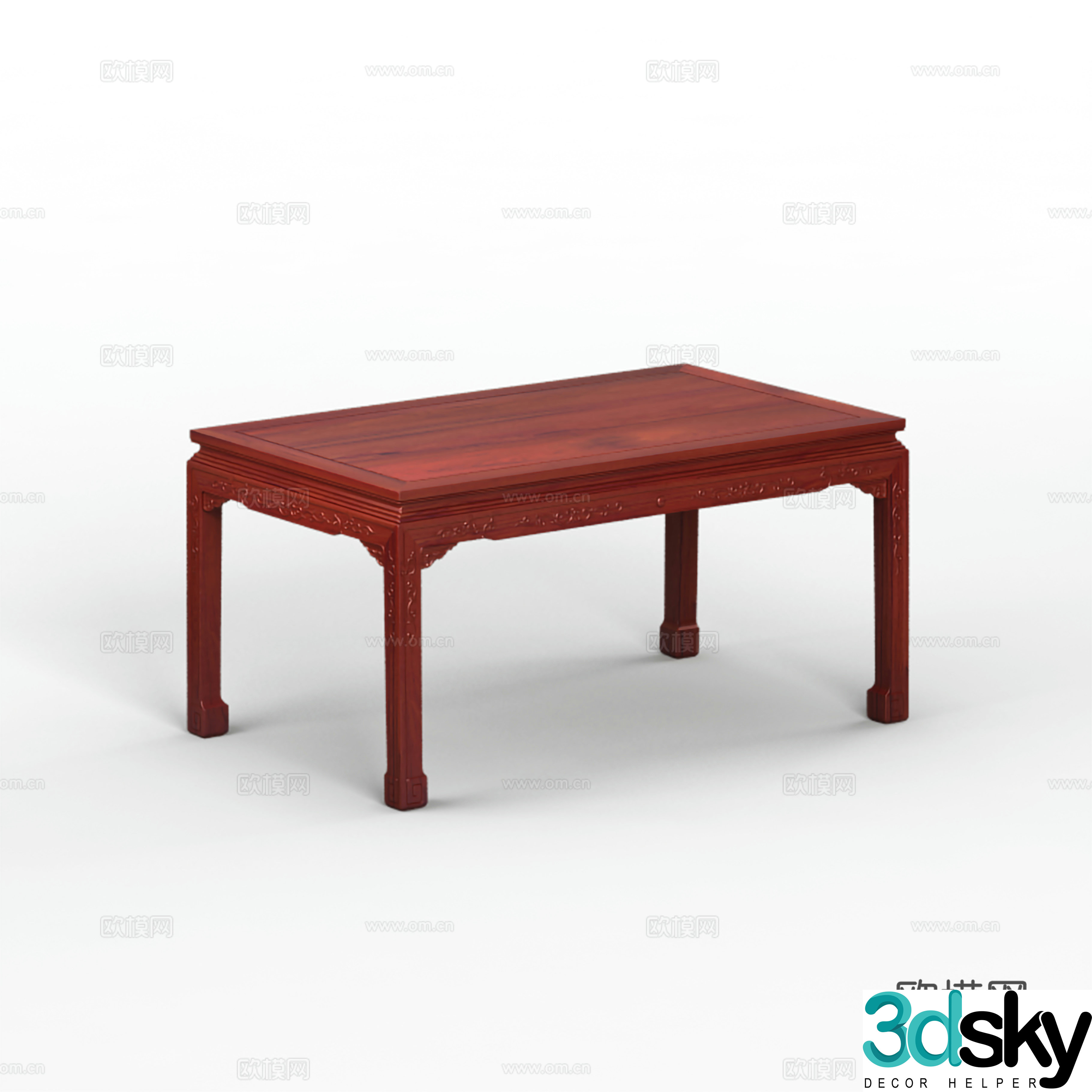 Chinese dining table simple European table legs solid wood mahogany 3D model