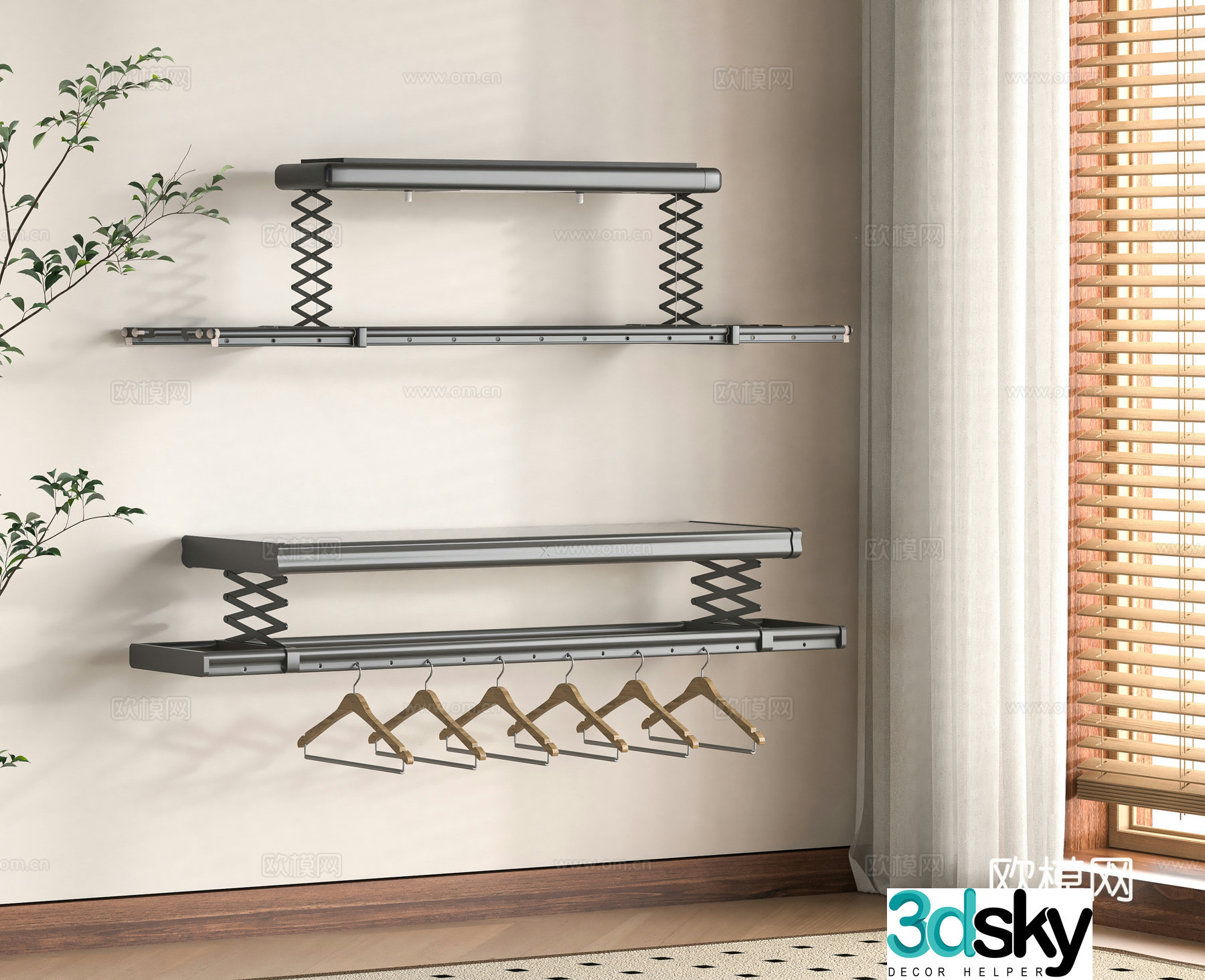 Modern clothes drying hanger 3d model