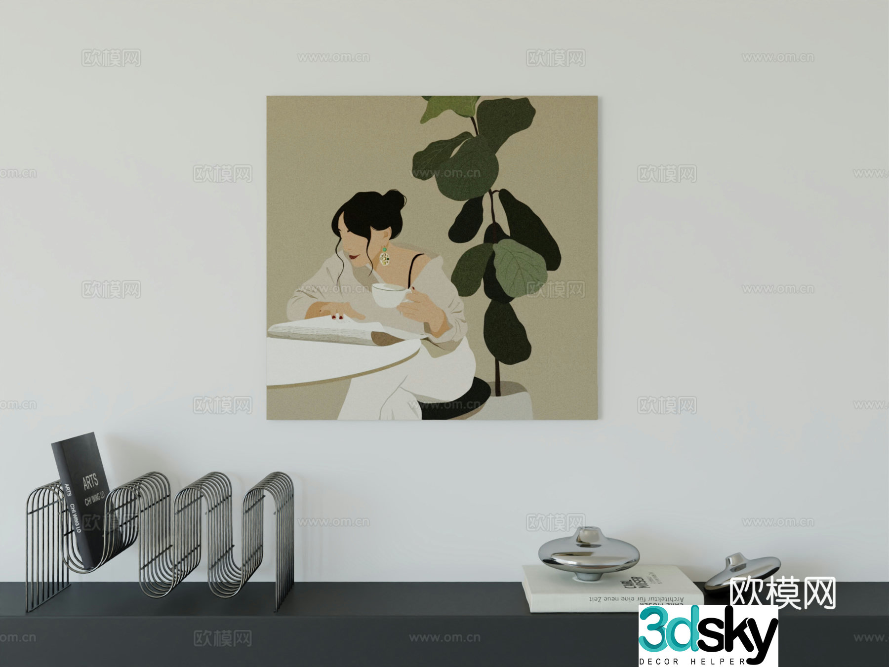 Modern minimalist hanging painting Bauhaus art hanging painting 3d model